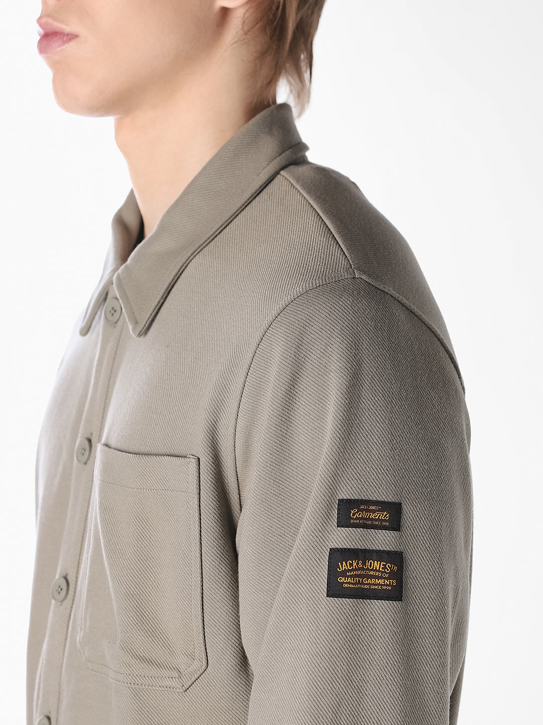 Green Twill Sweat Overshirt