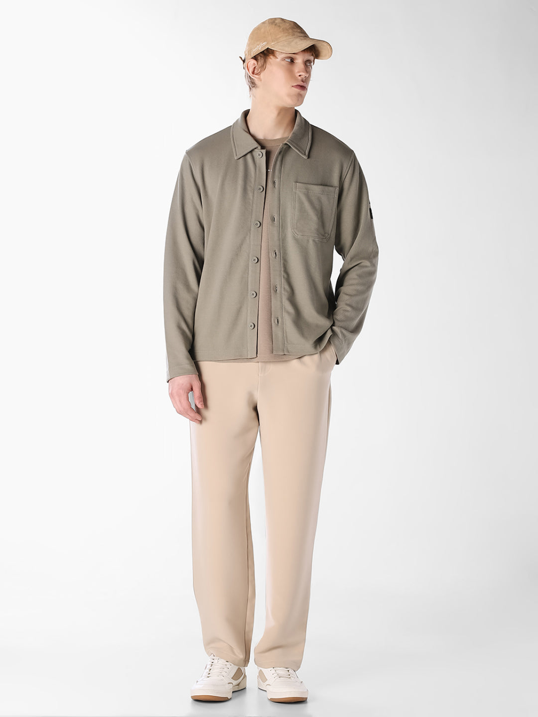 Green Twill Sweat Overshirt
