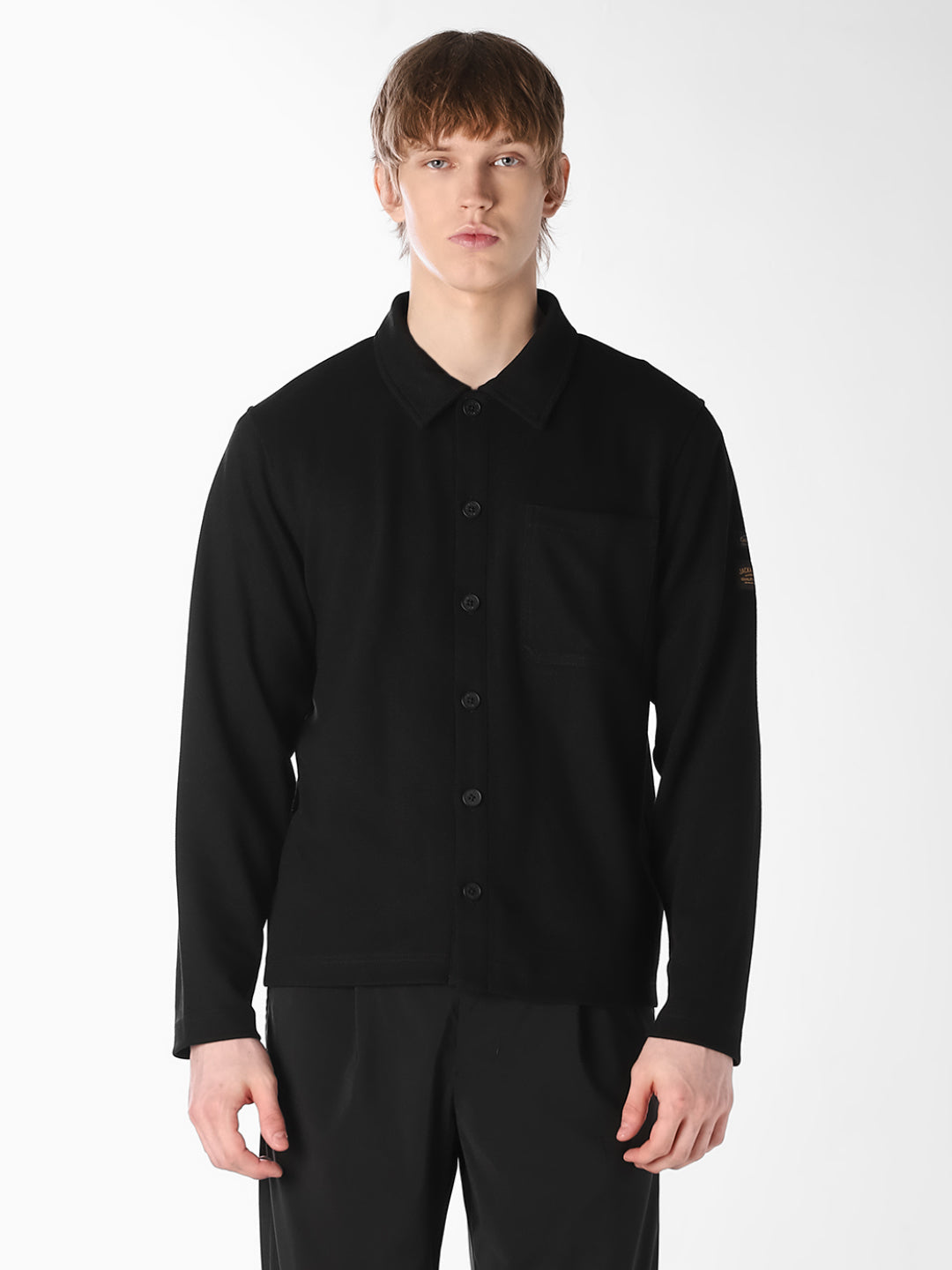 Black Twill Sweat Overshirt