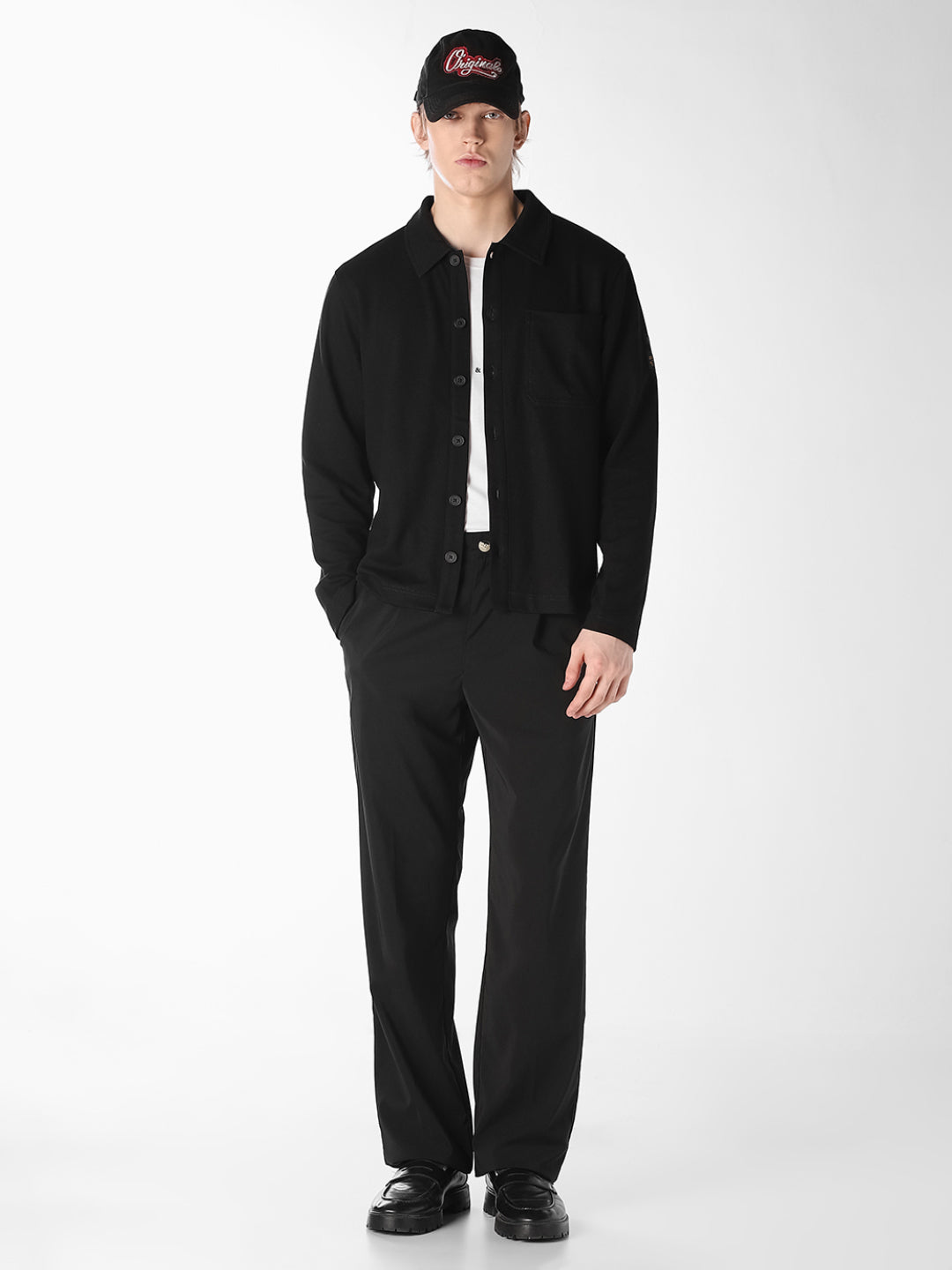 Black Twill Sweat Overshirt
