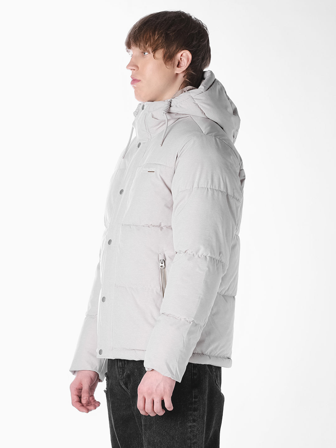 Grey Puffer Regular Fit Jacket