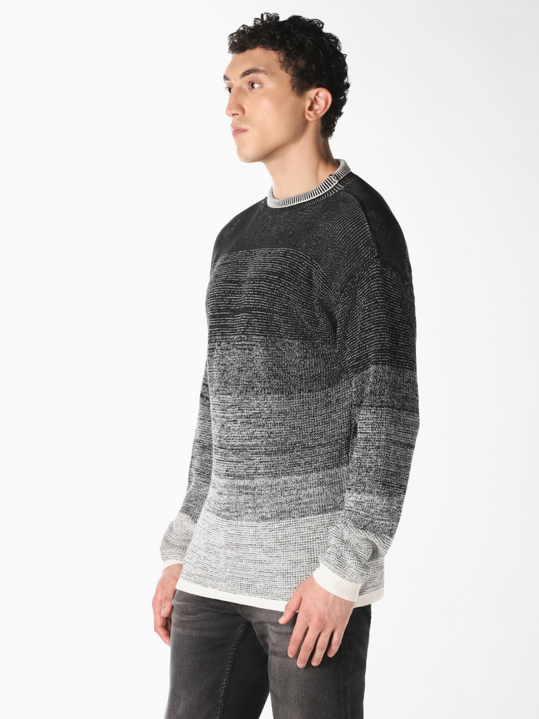 Black Striped Knitted Pullover