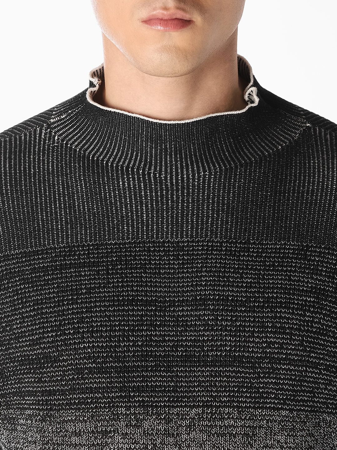 Black Striped Knitted Pullover