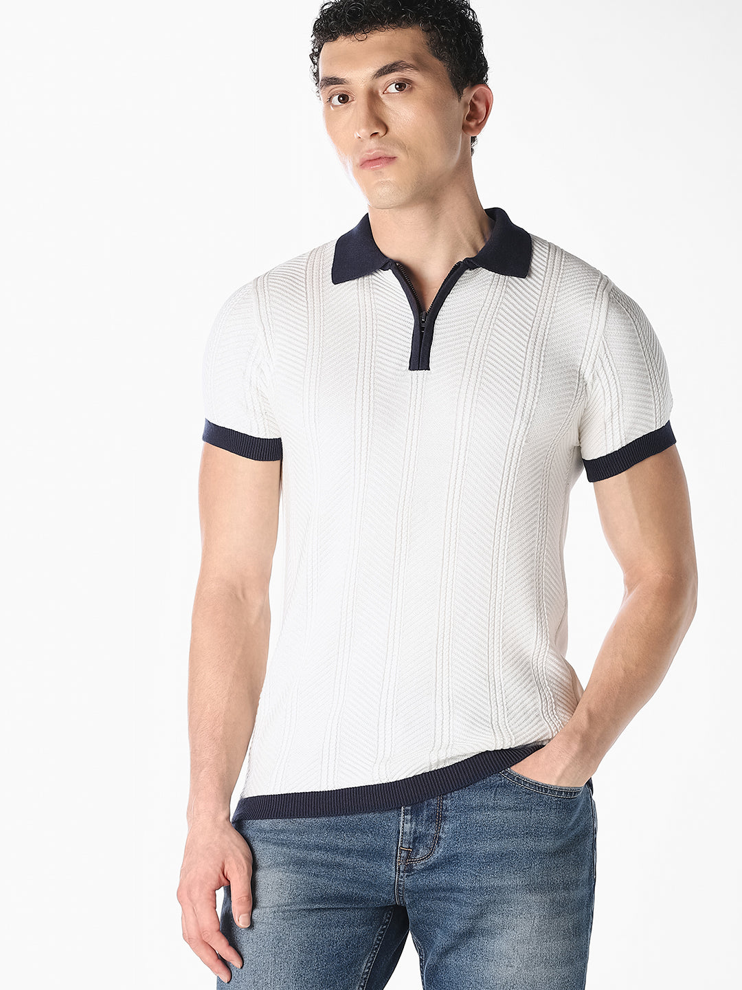 Contrast Tipping Knitted Polo