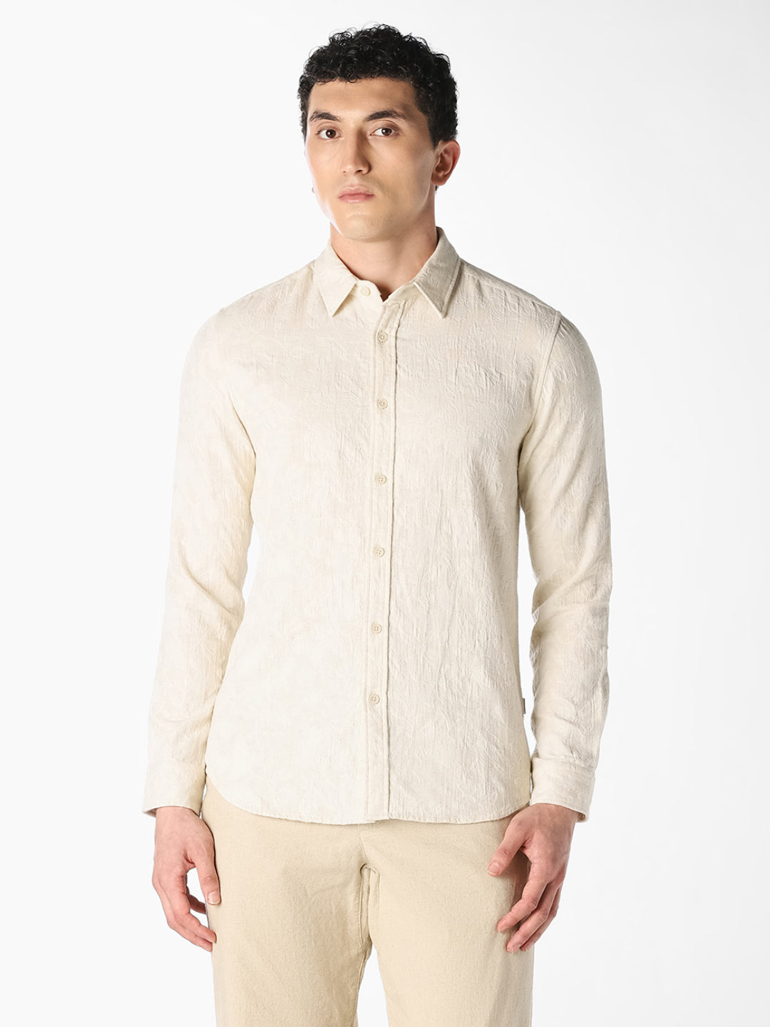 Off-White Textured Dobby Shirt