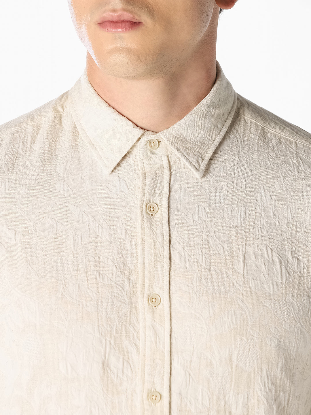 Off-White Textured Dobby Shirt
