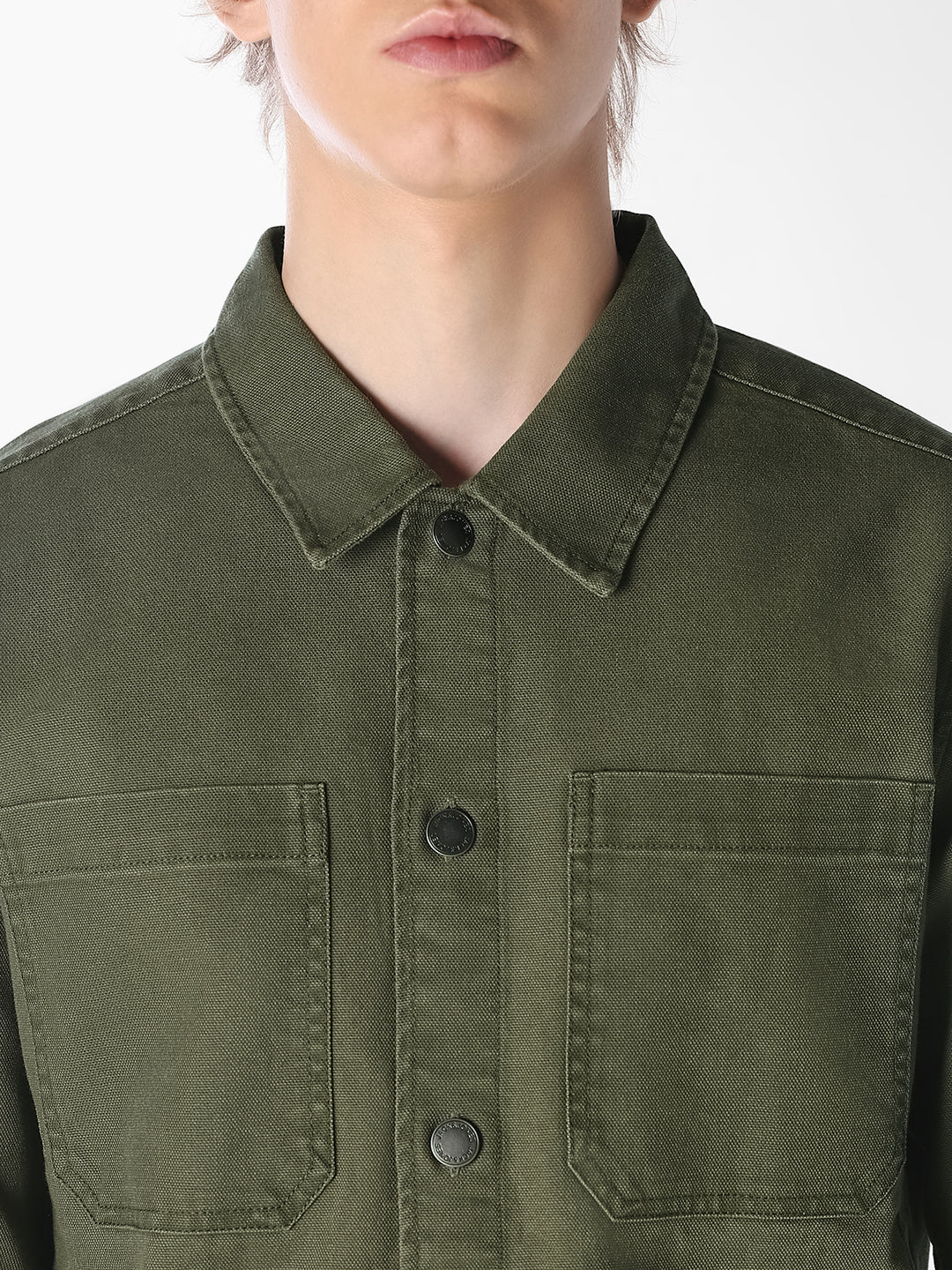 Dark Olive Twill Cotton Shirt