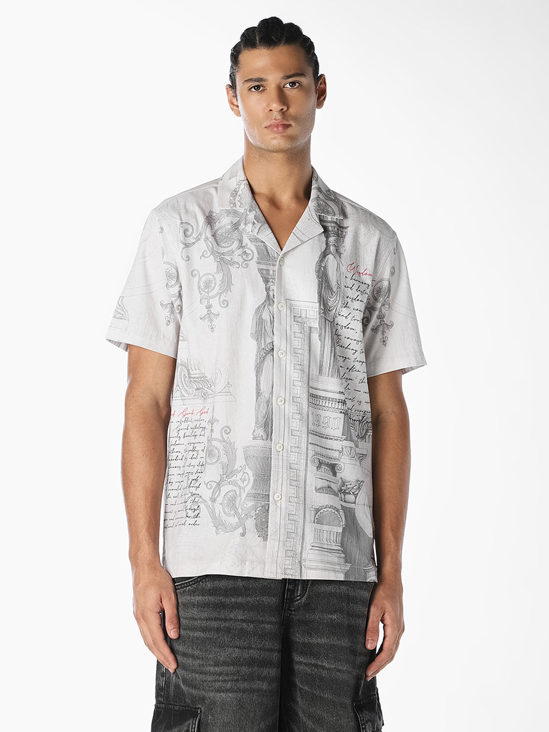 White Printed Resort Shirt