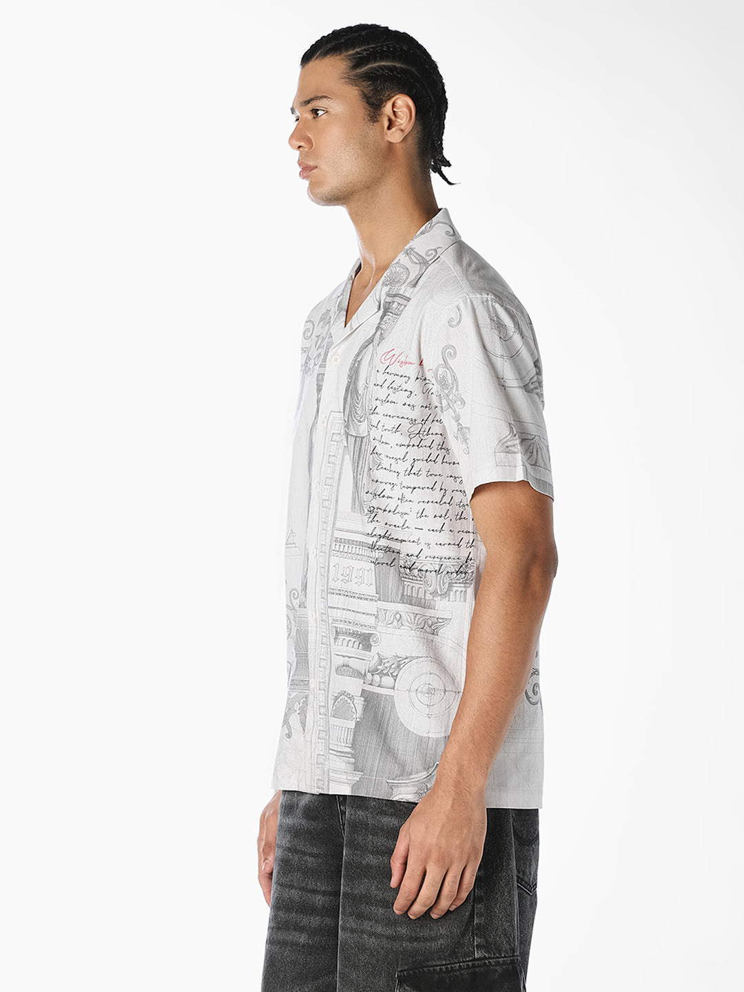 White Printed Resort Shirt