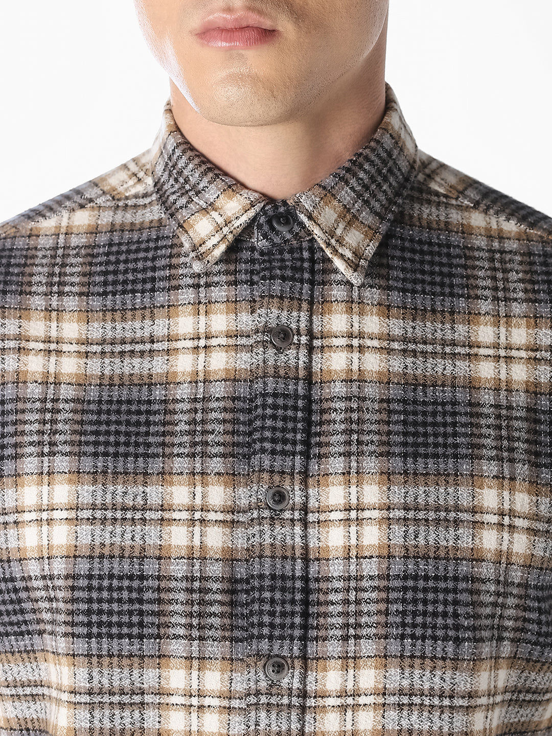 Grey Check Print Shirt