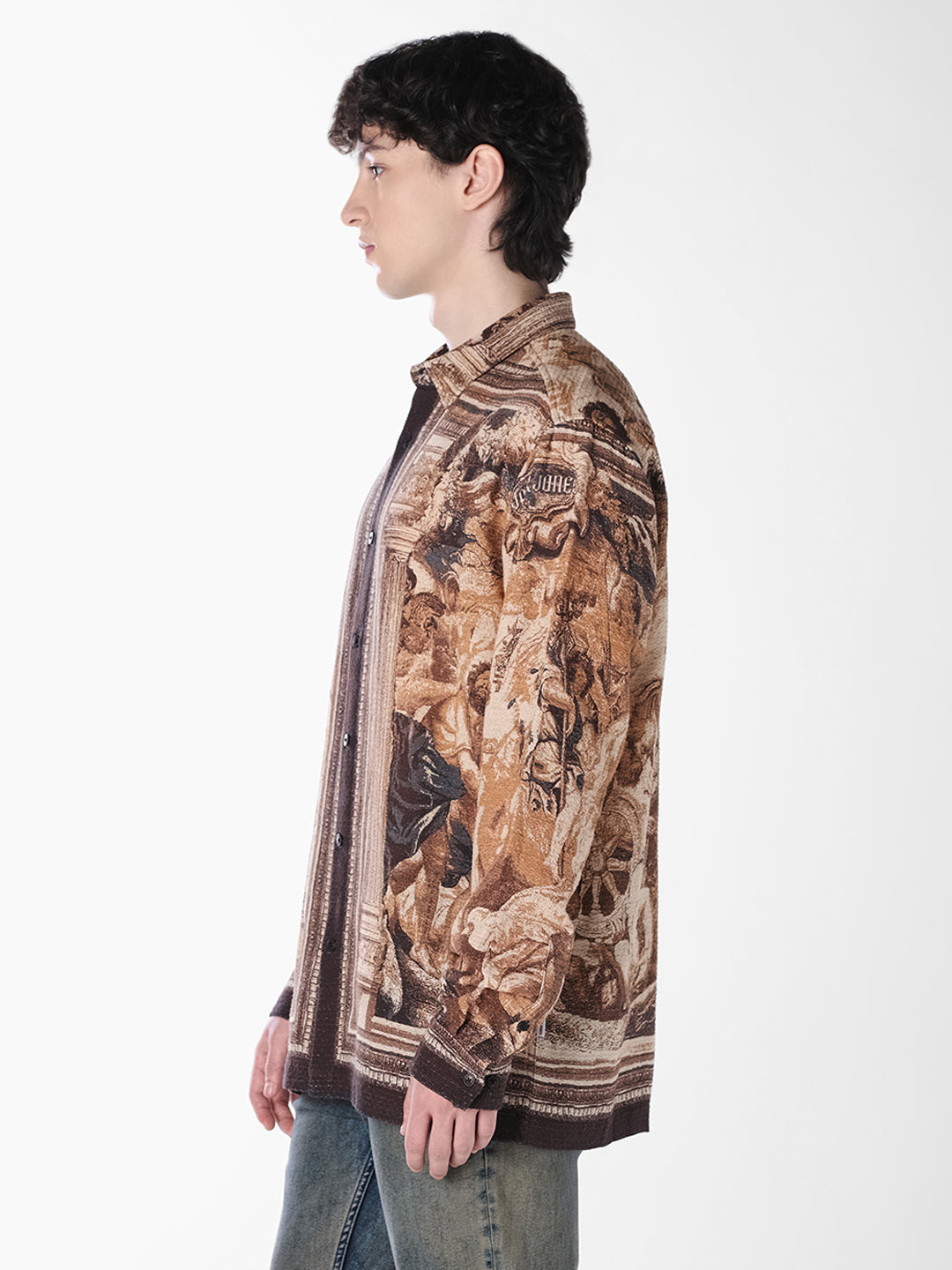 Brown Printed Cotton Shirt