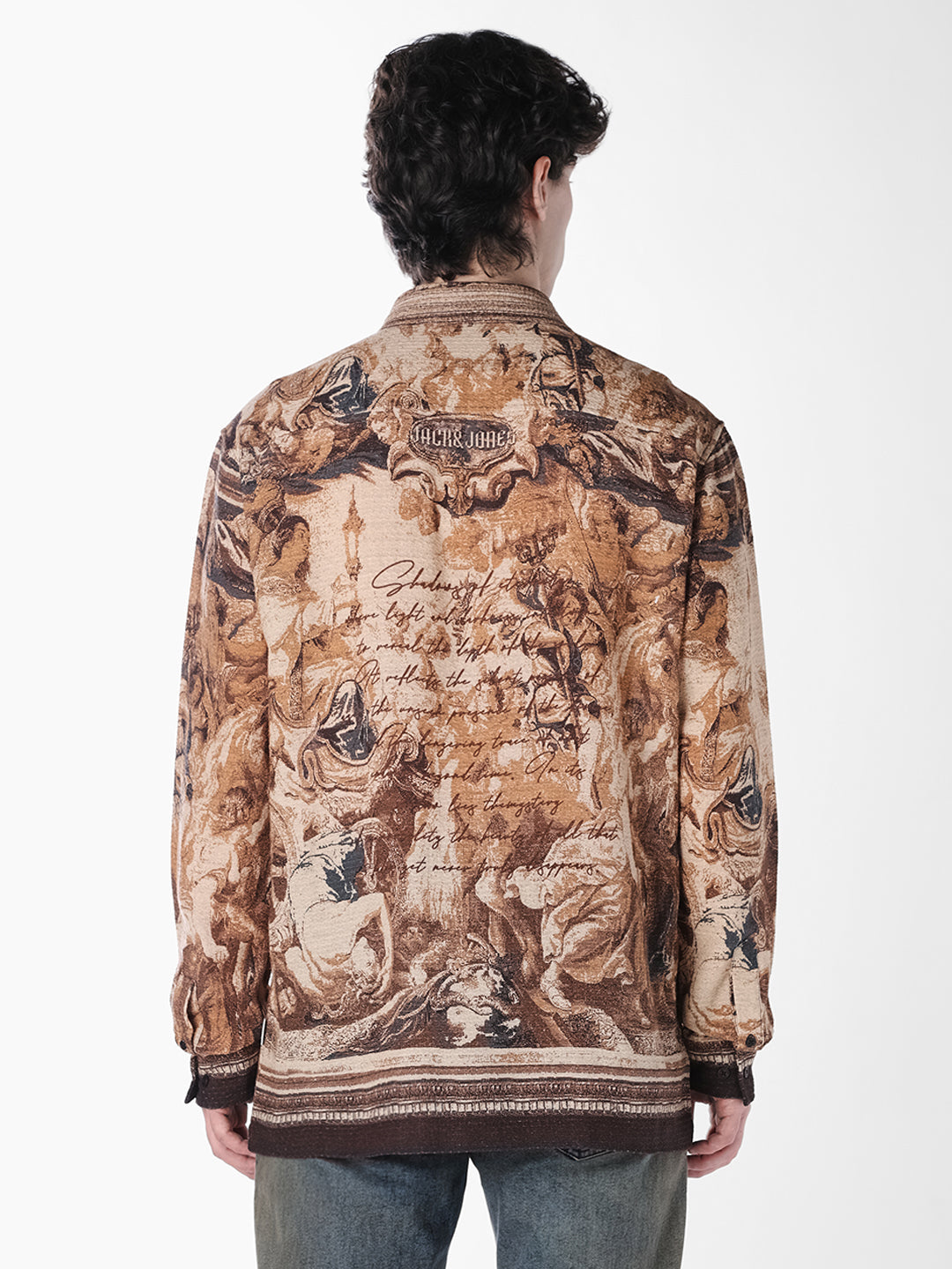 Brown Printed Cotton Shirt