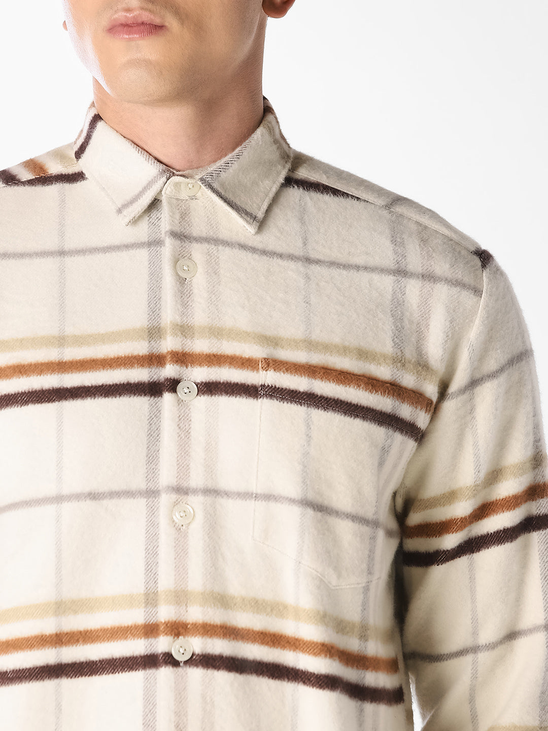 Cream Check Cotton Shirt