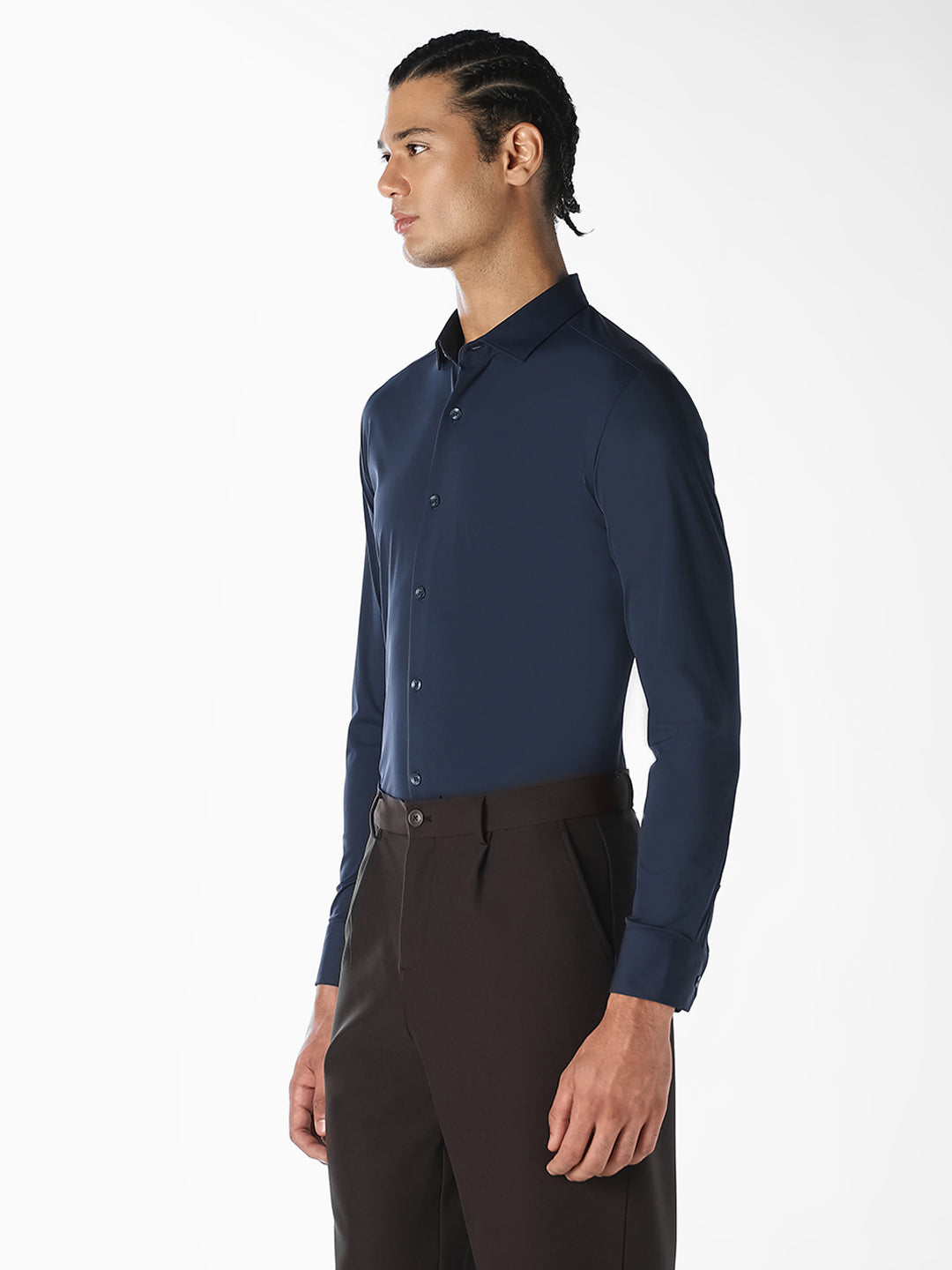 Navy Blue Formal Regular Fit Shirt