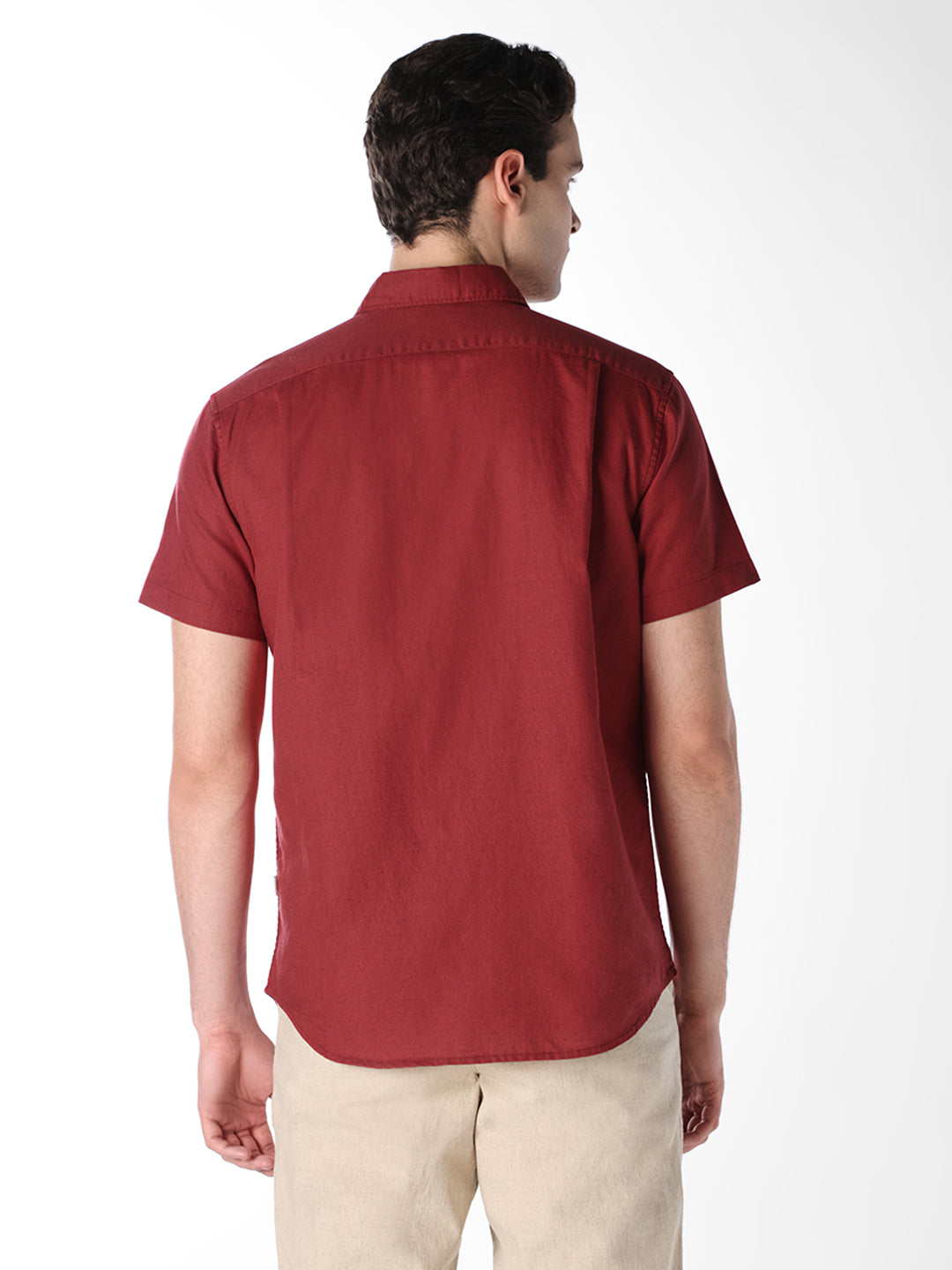 Dark Red Short Sleeves Shirt