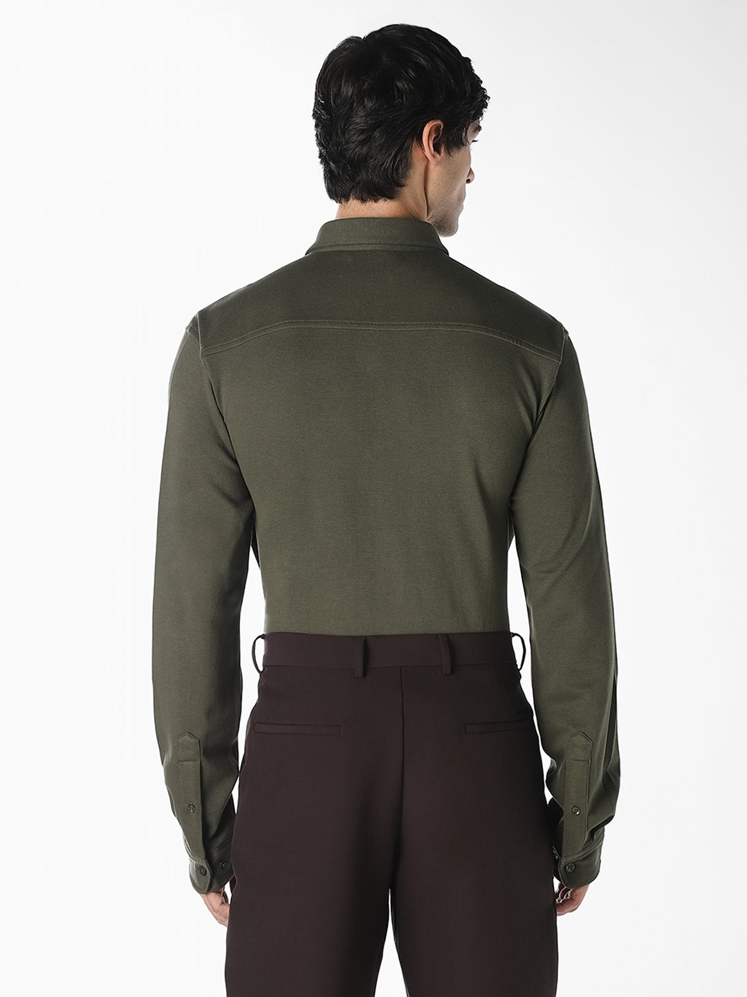 Olive Cotton Formal Shirt