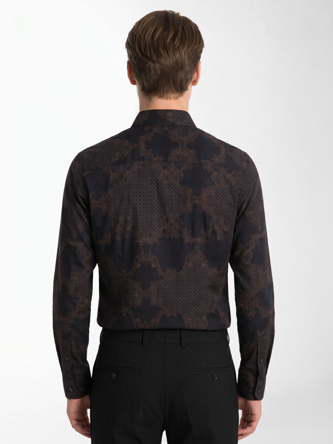 Brown Printed Slim Fit Shirt