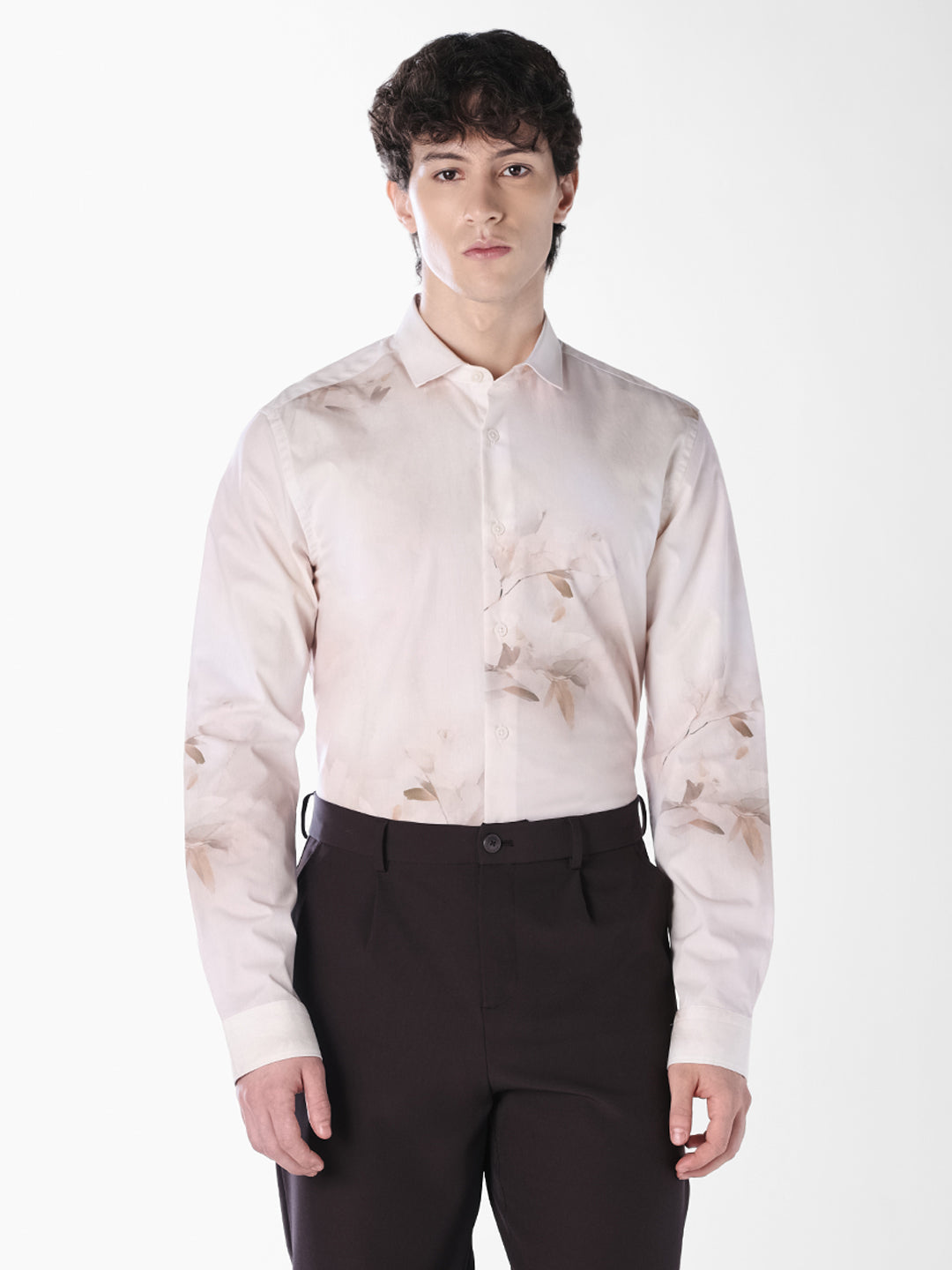 White Floral Slim Fit Shirt