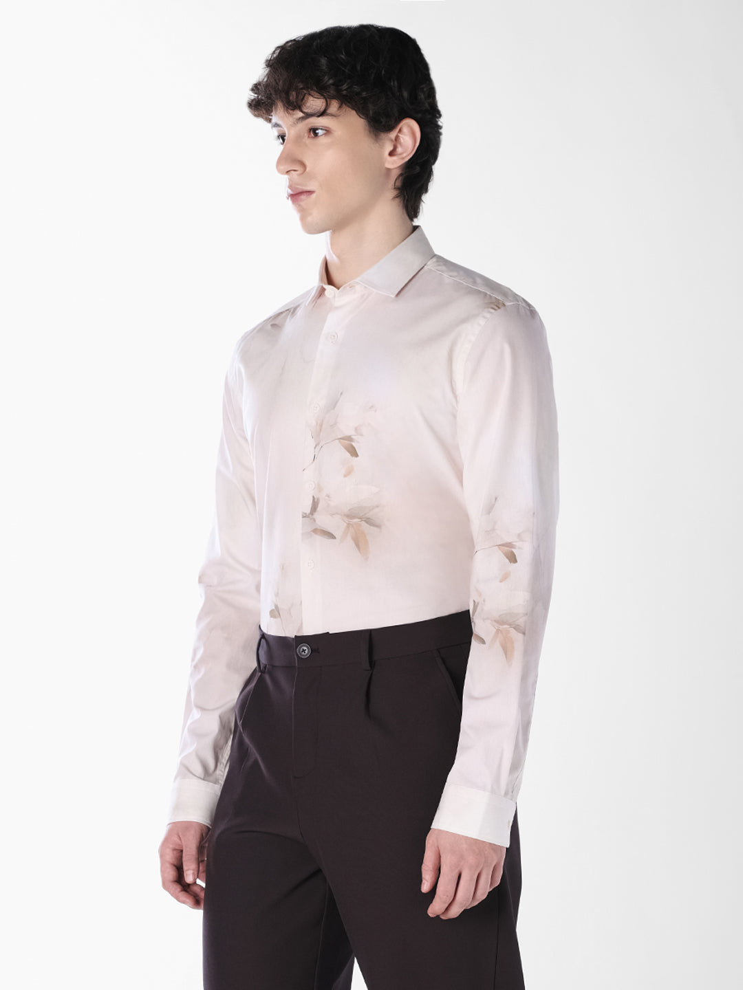 White Floral Slim Fit Shirt
