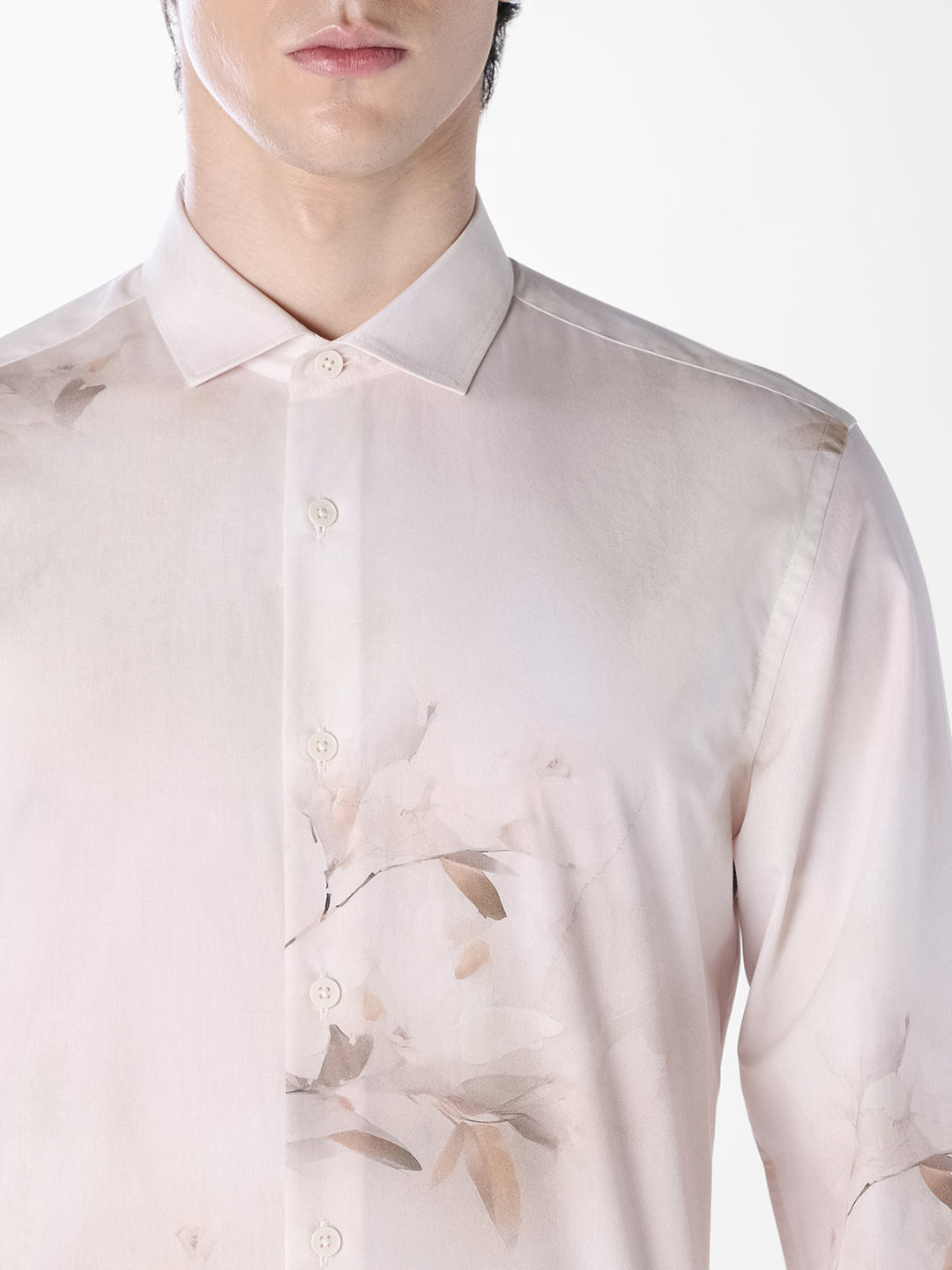 White Floral Slim Fit Shirt