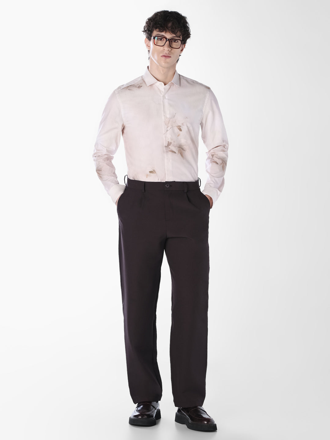 White Floral Slim Fit Shirt