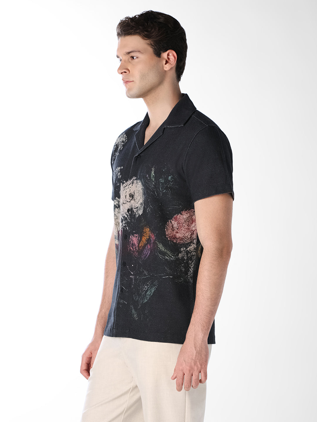 Black Printed Oversized Shirt