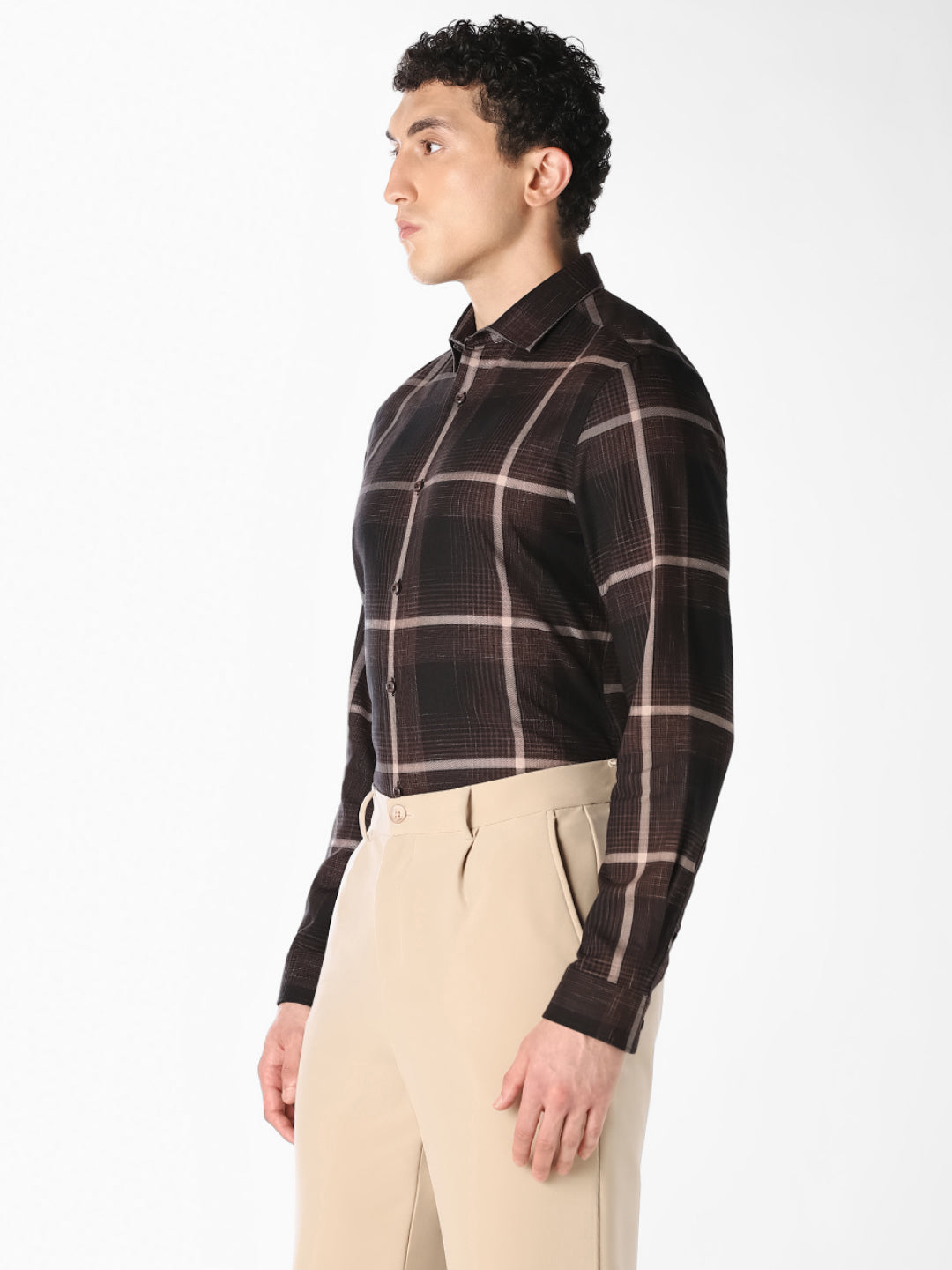 Dark Brown Checked Shirt