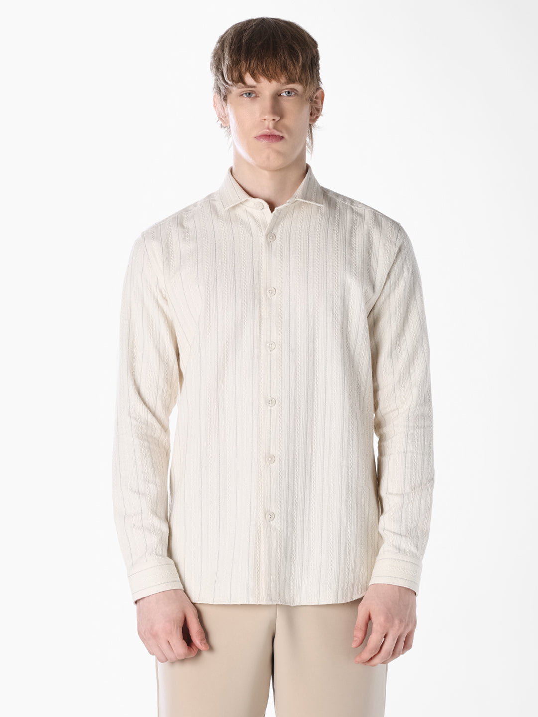 White Dobby Cotton Shirt