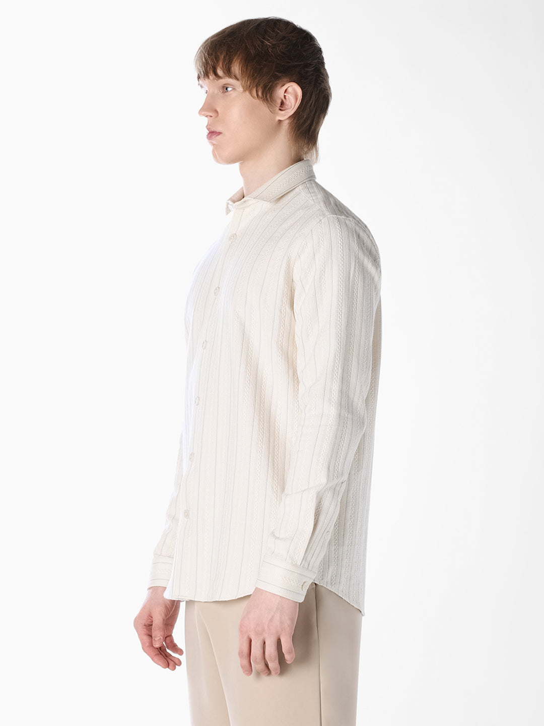 White Dobby Cotton Shirt