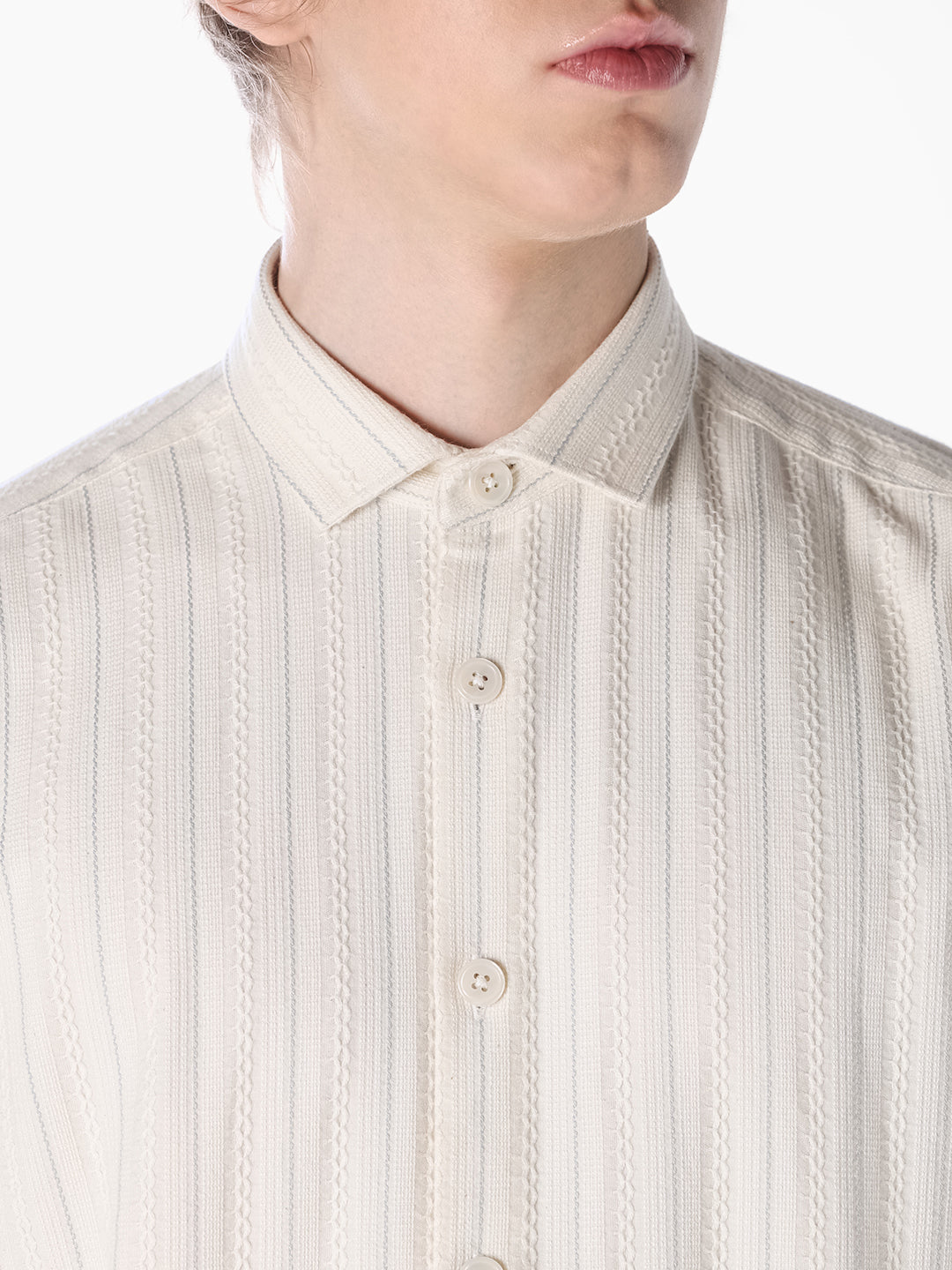 White Dobby Cotton Shirt