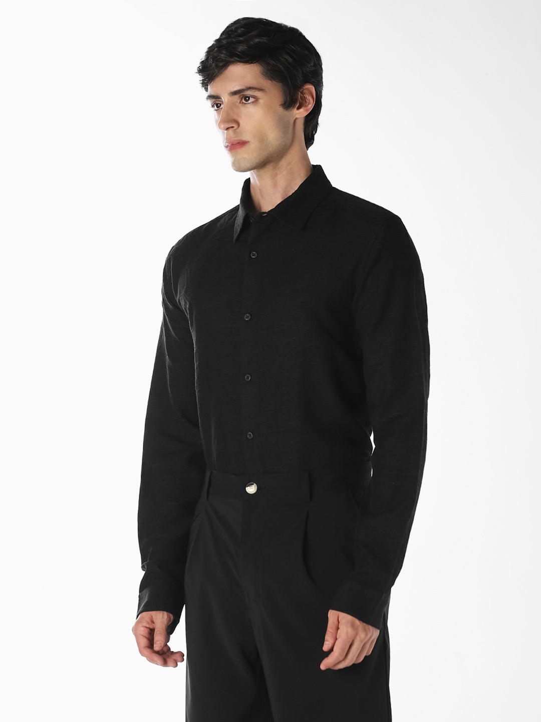 Black Textured Dobby Shirt