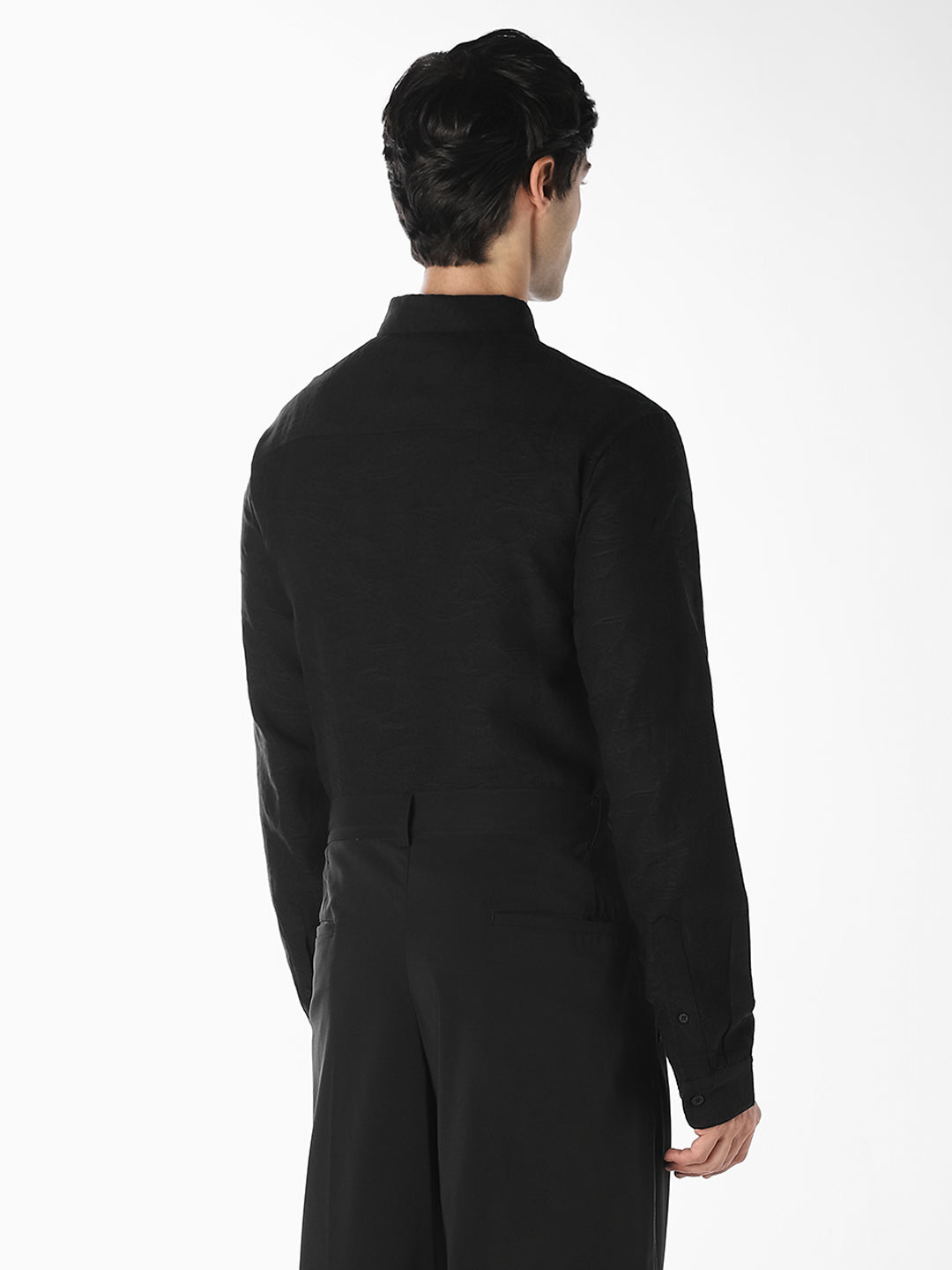Black Textured Dobby Shirt