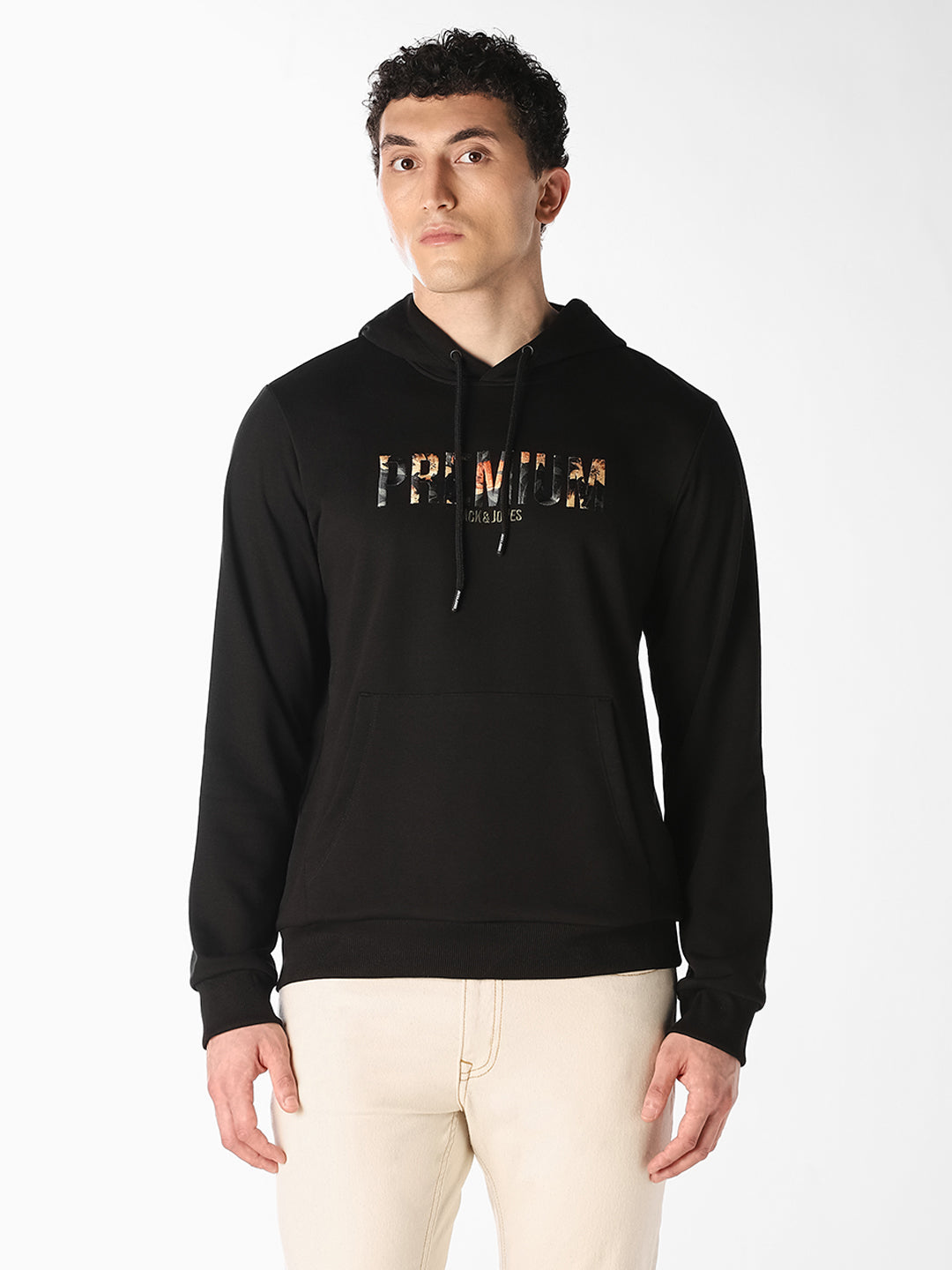 Black Graphic Print Hoodie
