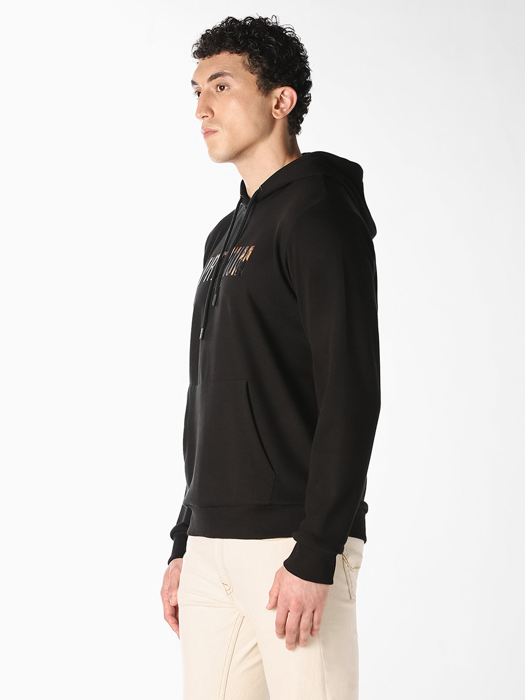 Black Graphic Print Hoodie