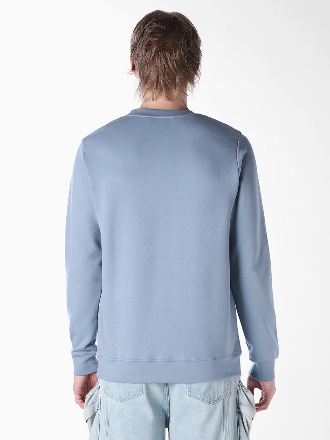 Navy Blue Solid Regular Fit Pullover