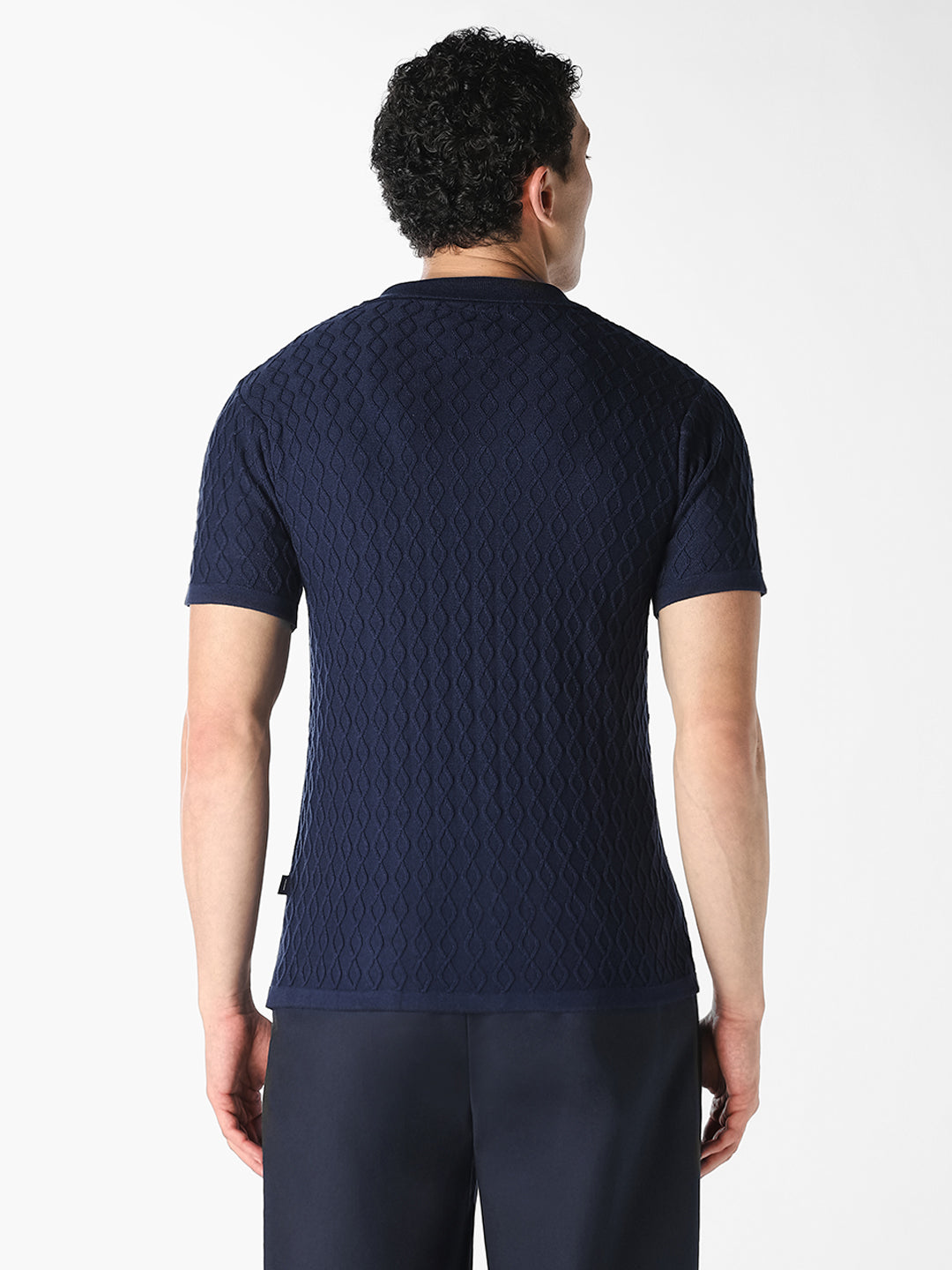 Navy Textured Knit Shirt