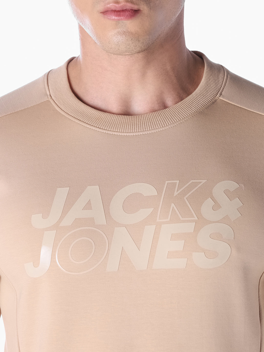 Cream Solid Regular Fit Sweatshirt