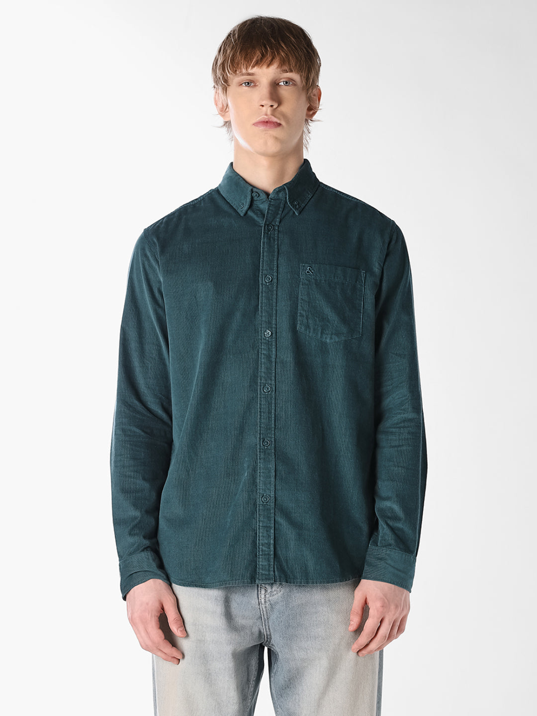 Teal Blue Cotton Shirt