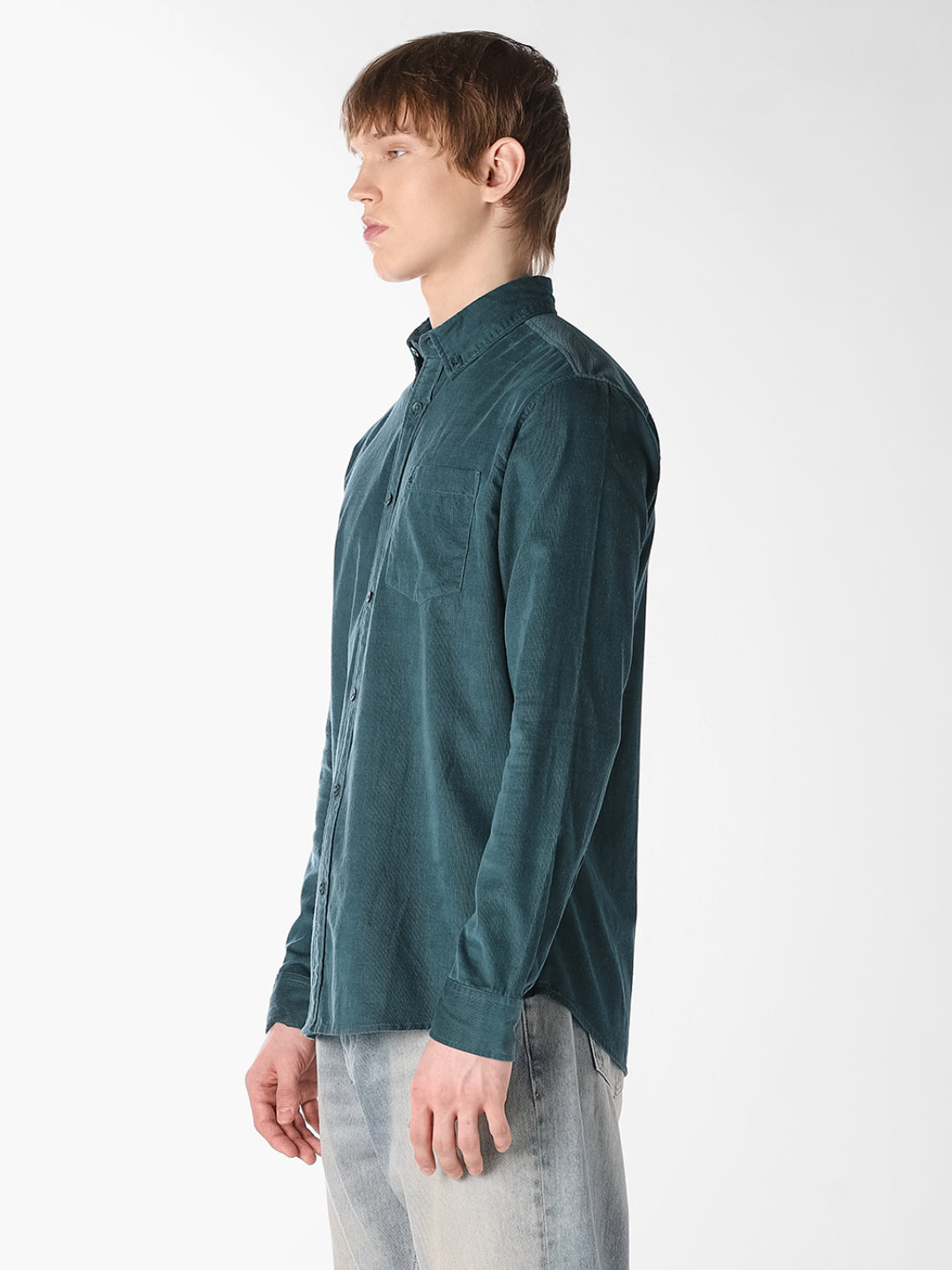Teal Blue Cotton Shirt