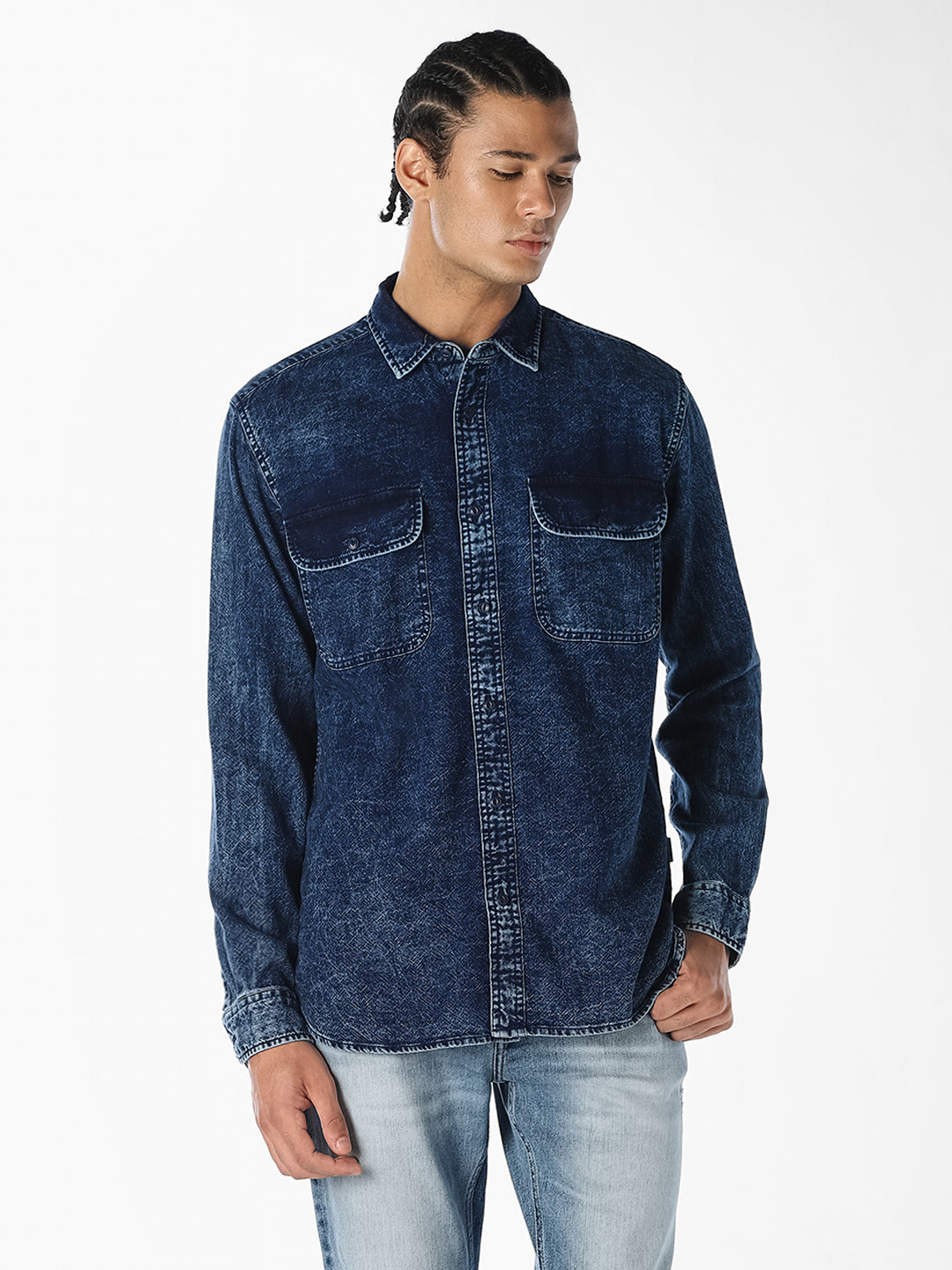 Blue Washed Denim Shirt