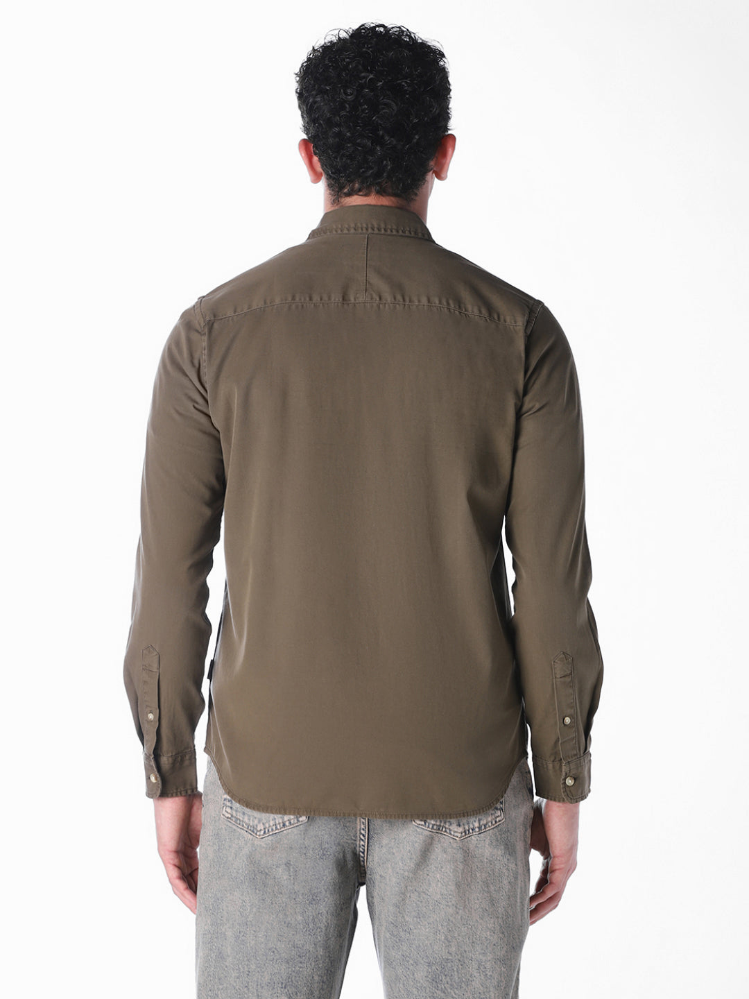 Green Solid Regular Fit Shirt