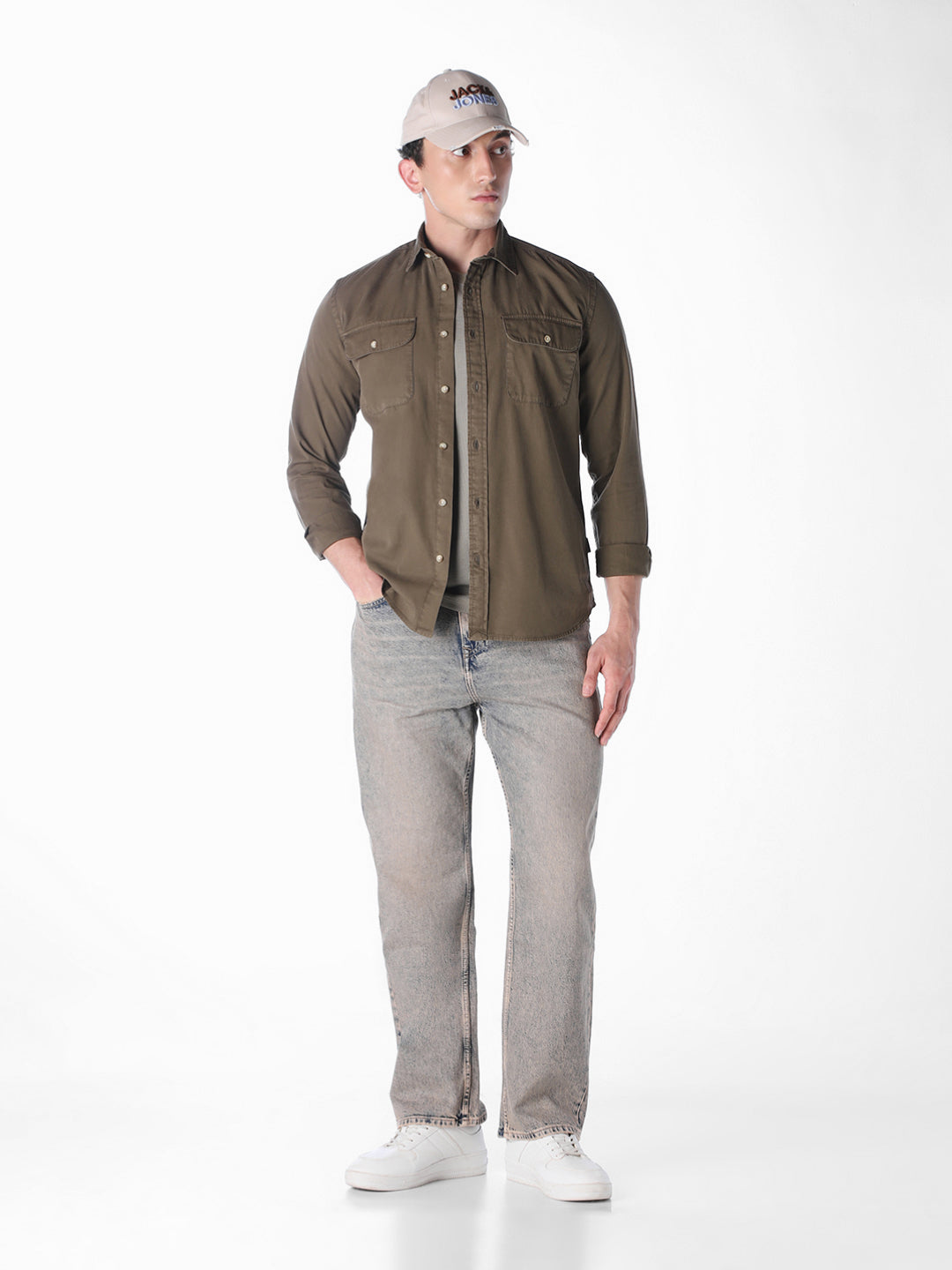 Green Solid Regular Fit Shirt