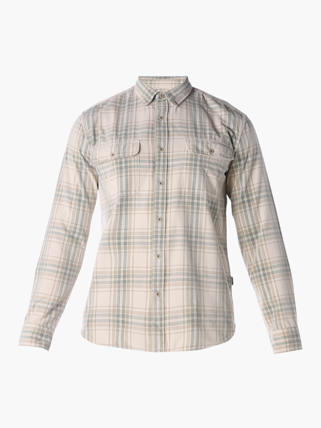 Olive Checked Regular Fit Shirt