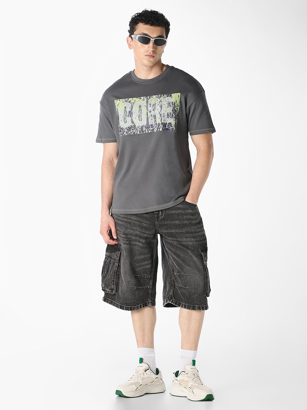 Grey Printed Oversized T-shirt