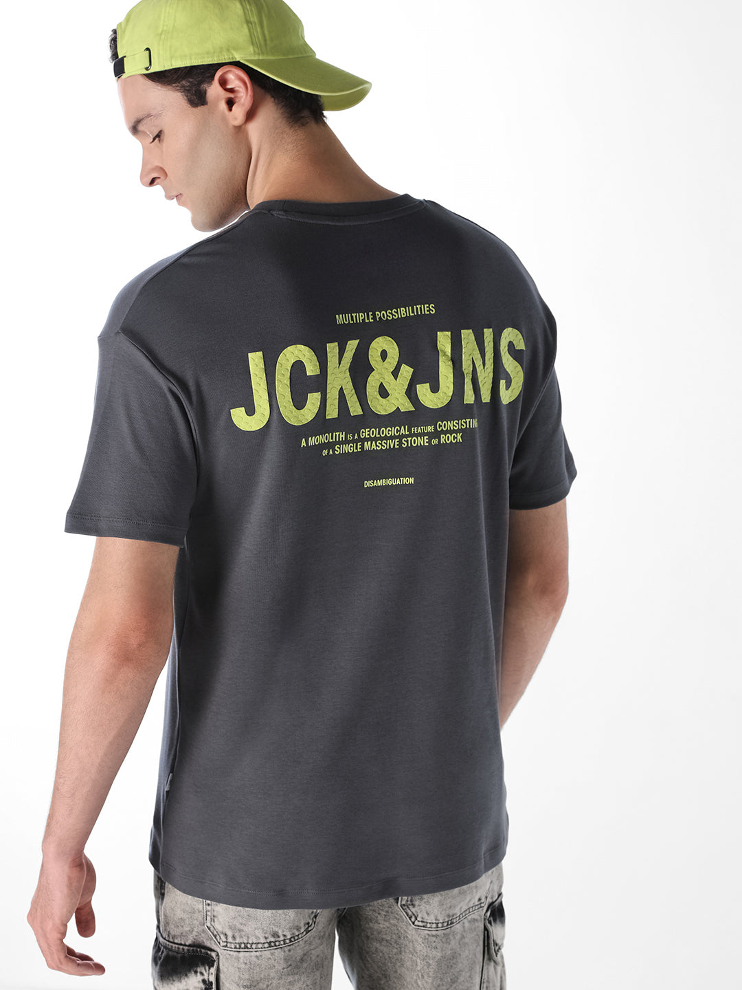Grey Text Print Oversized T-shirt