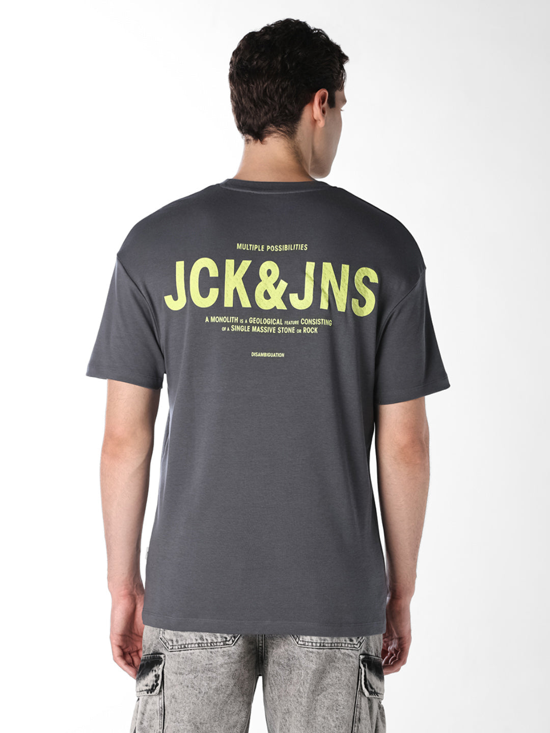 Grey Text Print Oversized T-shirt