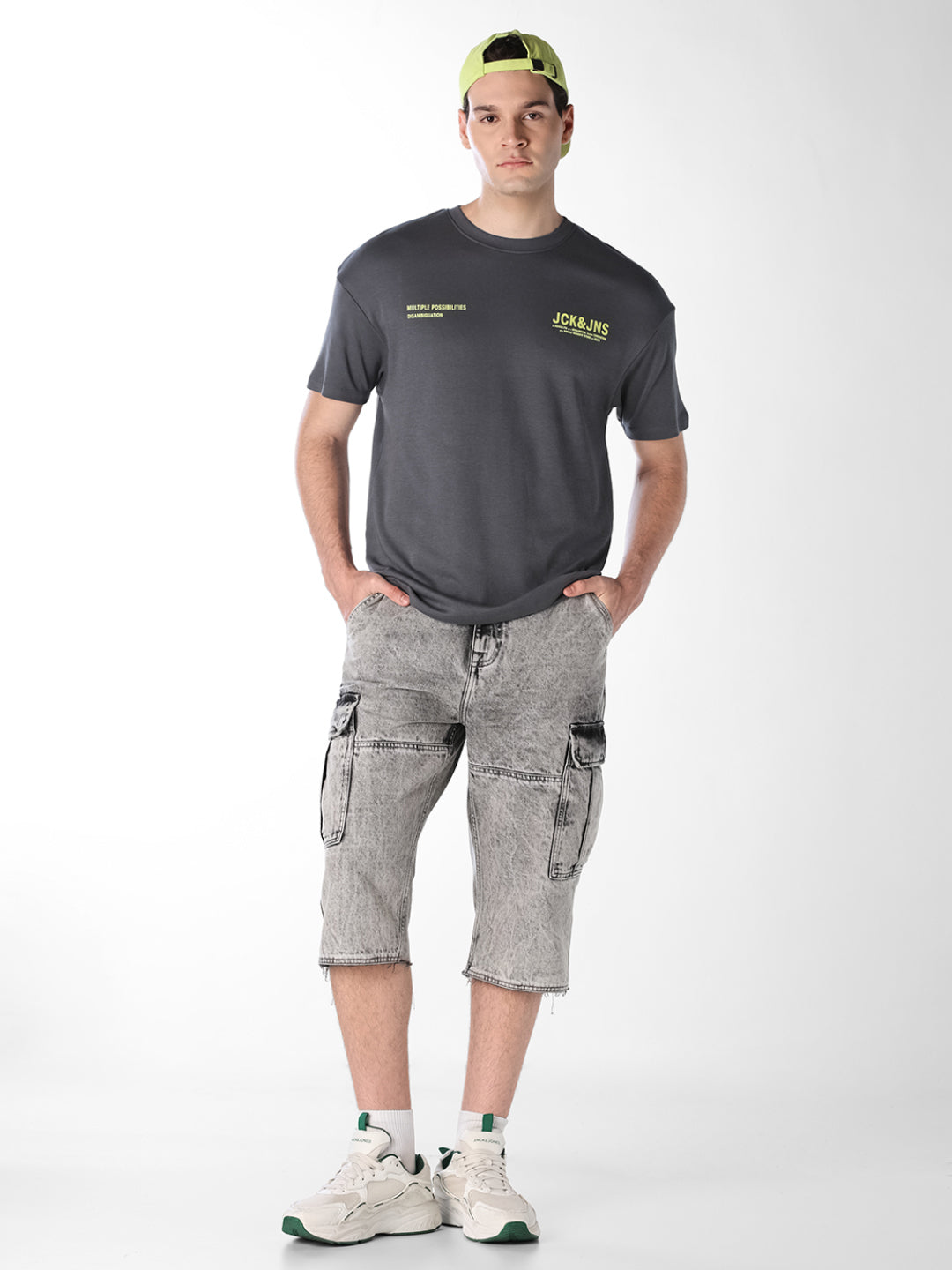 Grey Text Print Oversized T-shirt