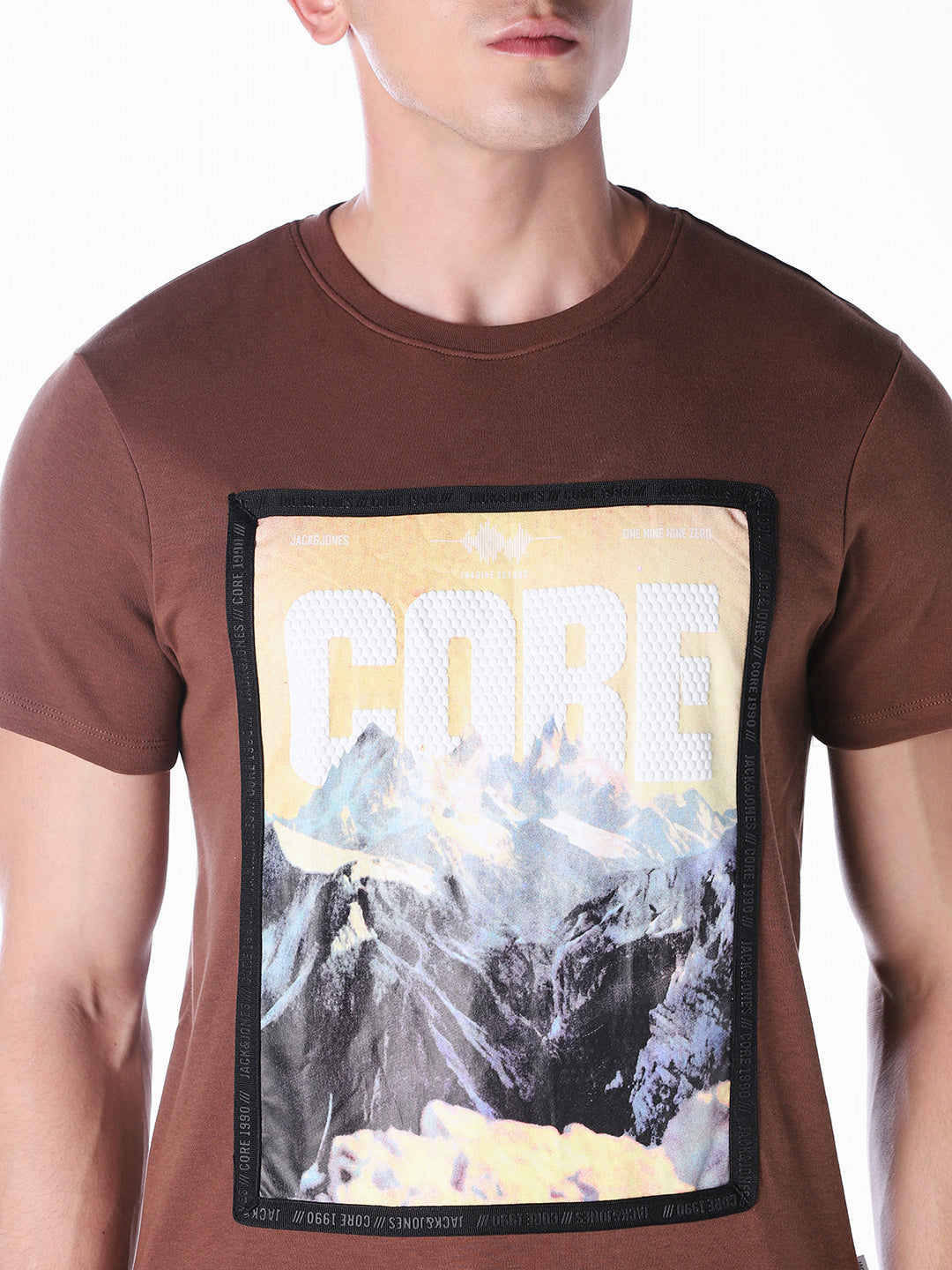 Brown Printed Regular Fit T-shirt