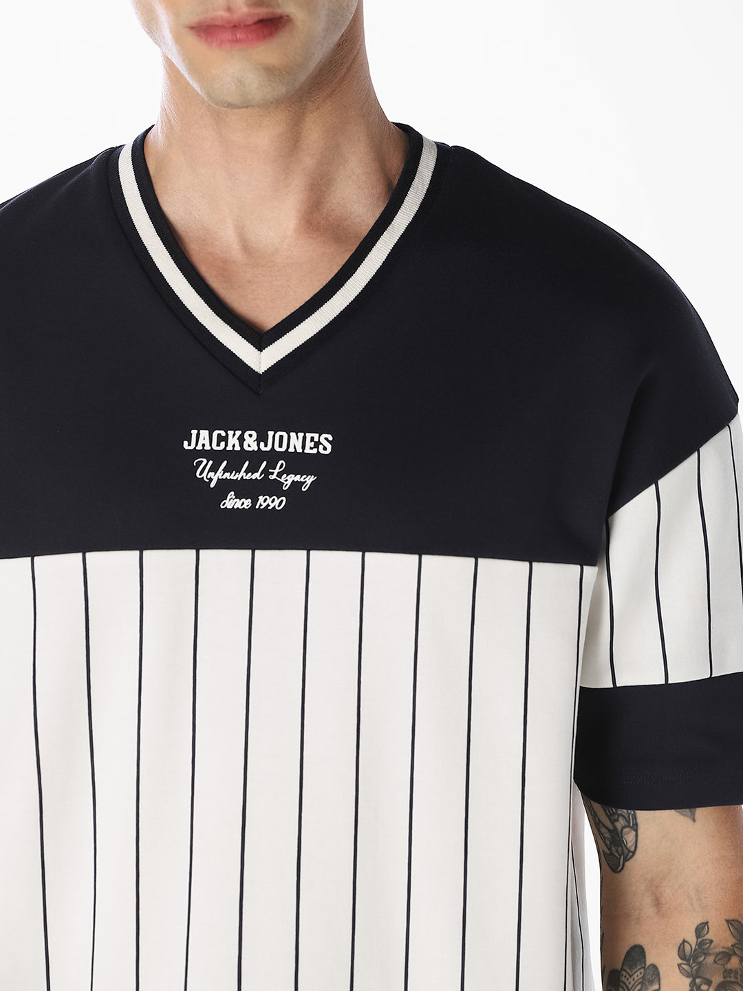 White Pinstripe Oversized T-Shirt