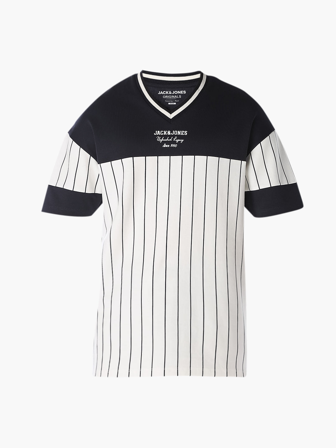 White Pinstripe Oversized T-Shirt